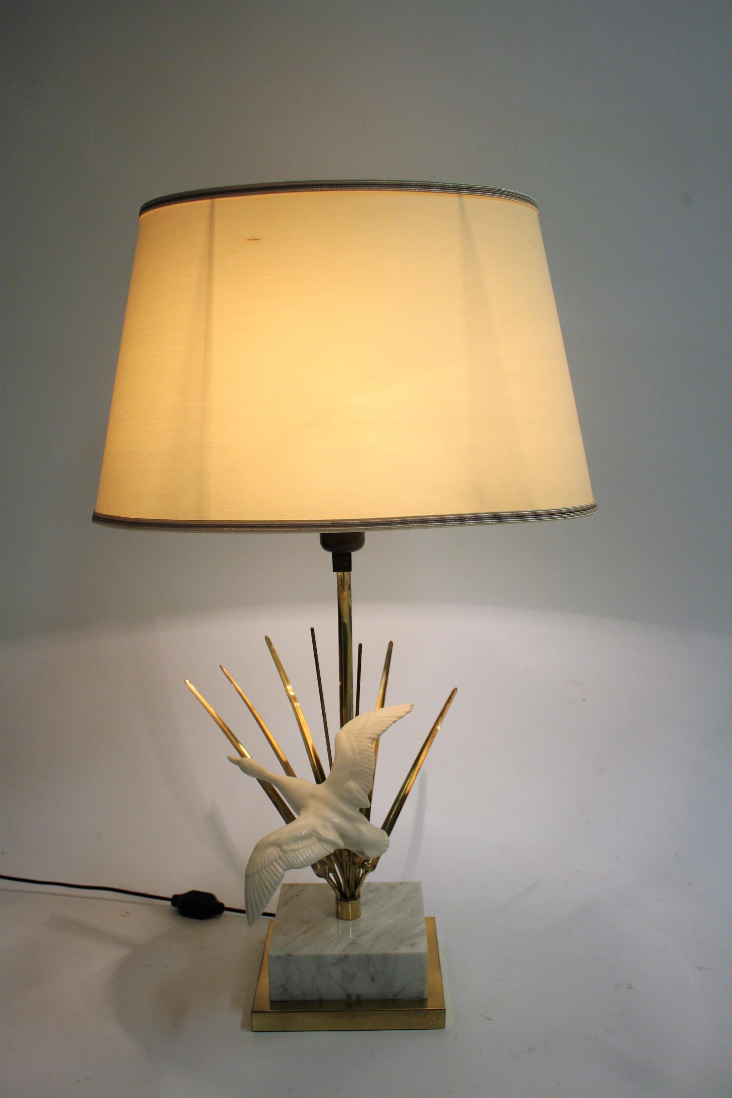 Hollywood Regency Vintage Brass Bird Table Lamp, 1970s