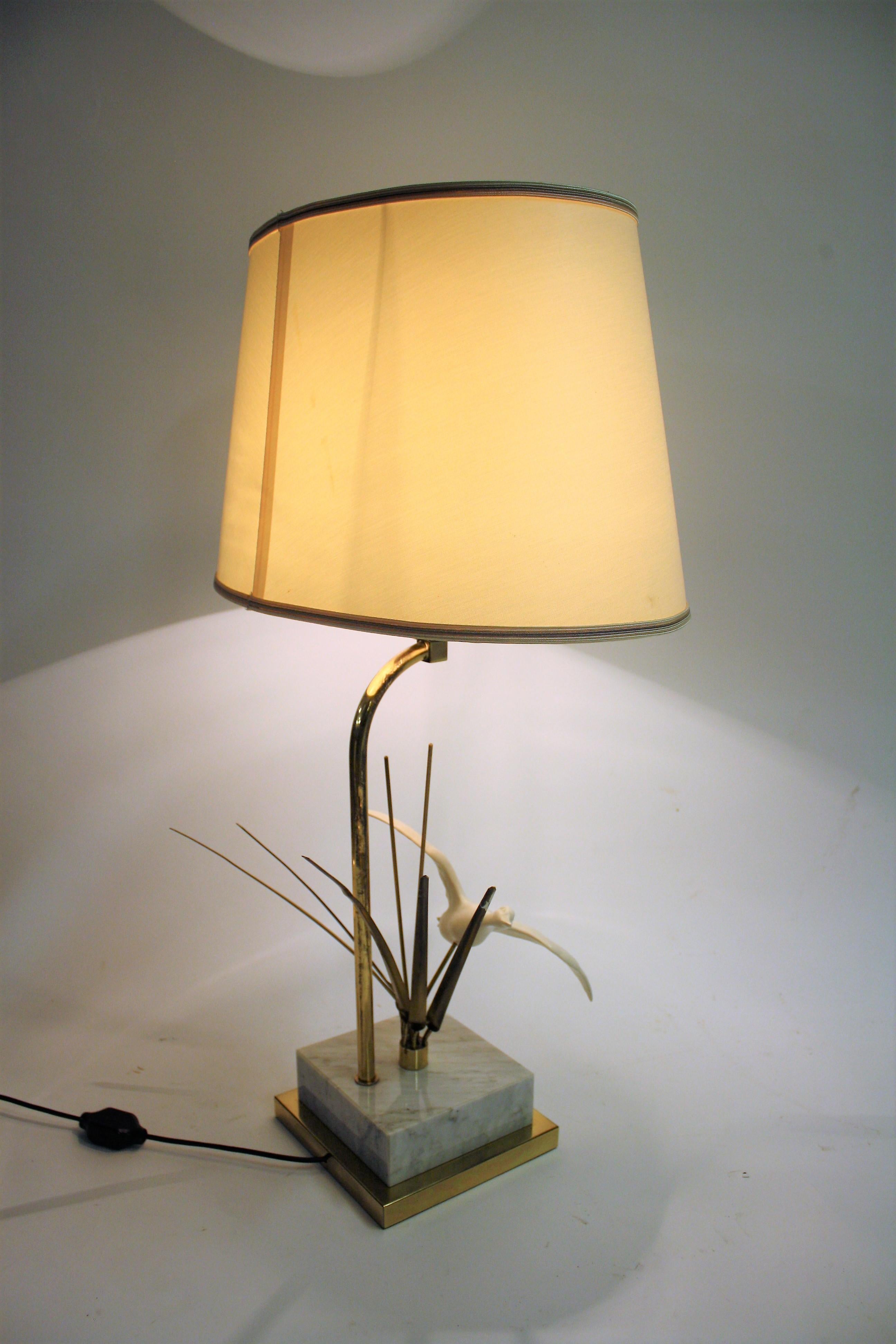 Vintage Brass Bird Table Lamp, 1970s In Excellent Condition In Leuven, Vlaams Gewest