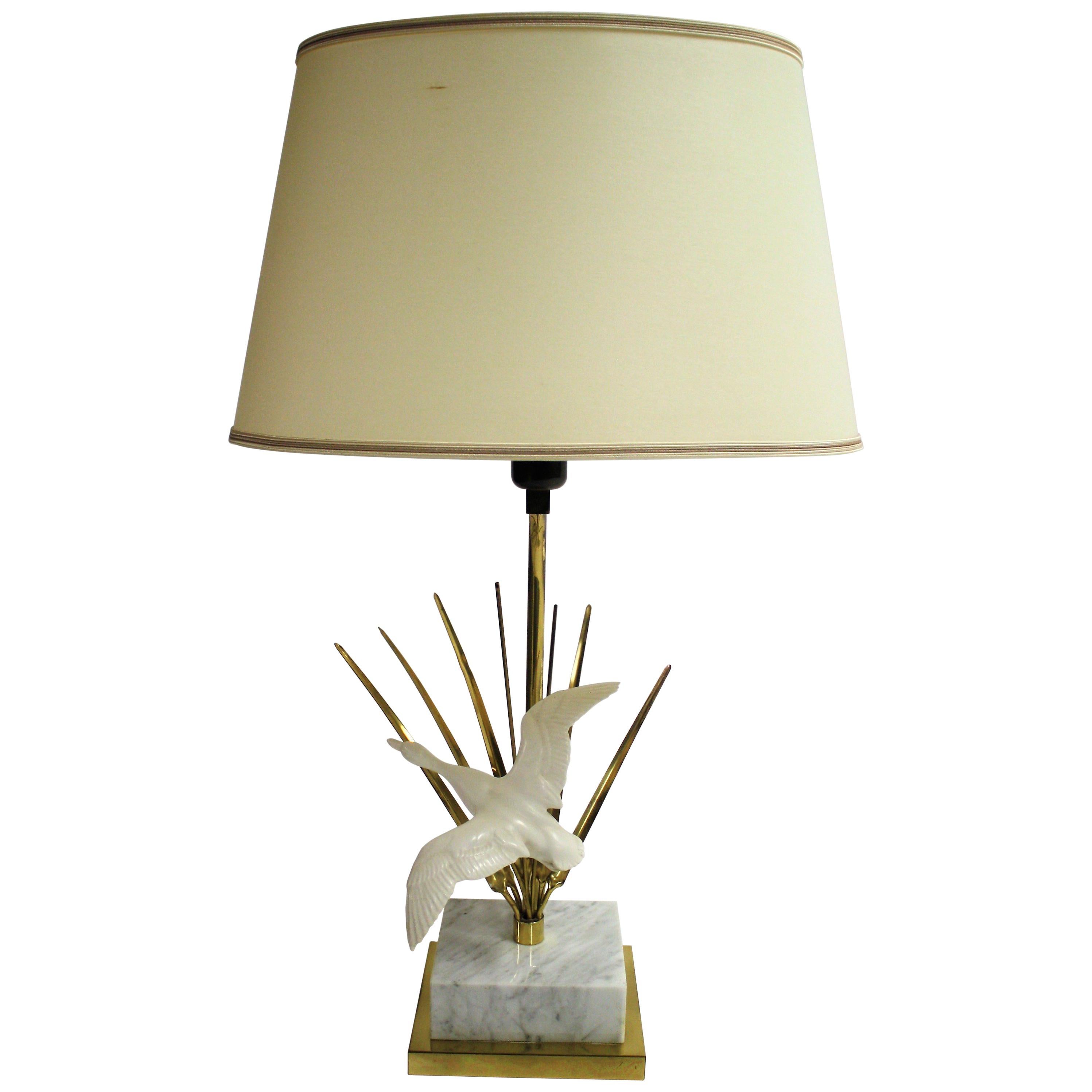 Vintage Brass Bird Table Lamp, 1970s