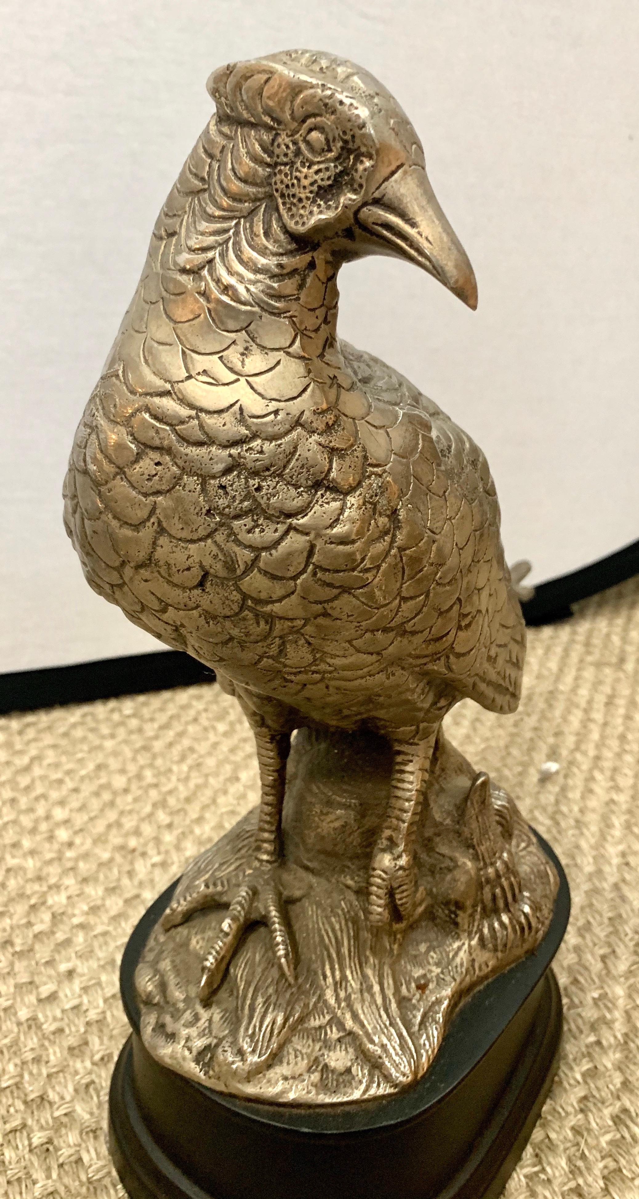 Vintage Brass Birds Sculptures Statues, Pair 1