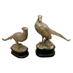 Vintage Brass Birds Sculptures Statues:: Pair