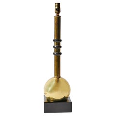Lampada da tavolo in ottone vintage con fiasche per l'ebollizione