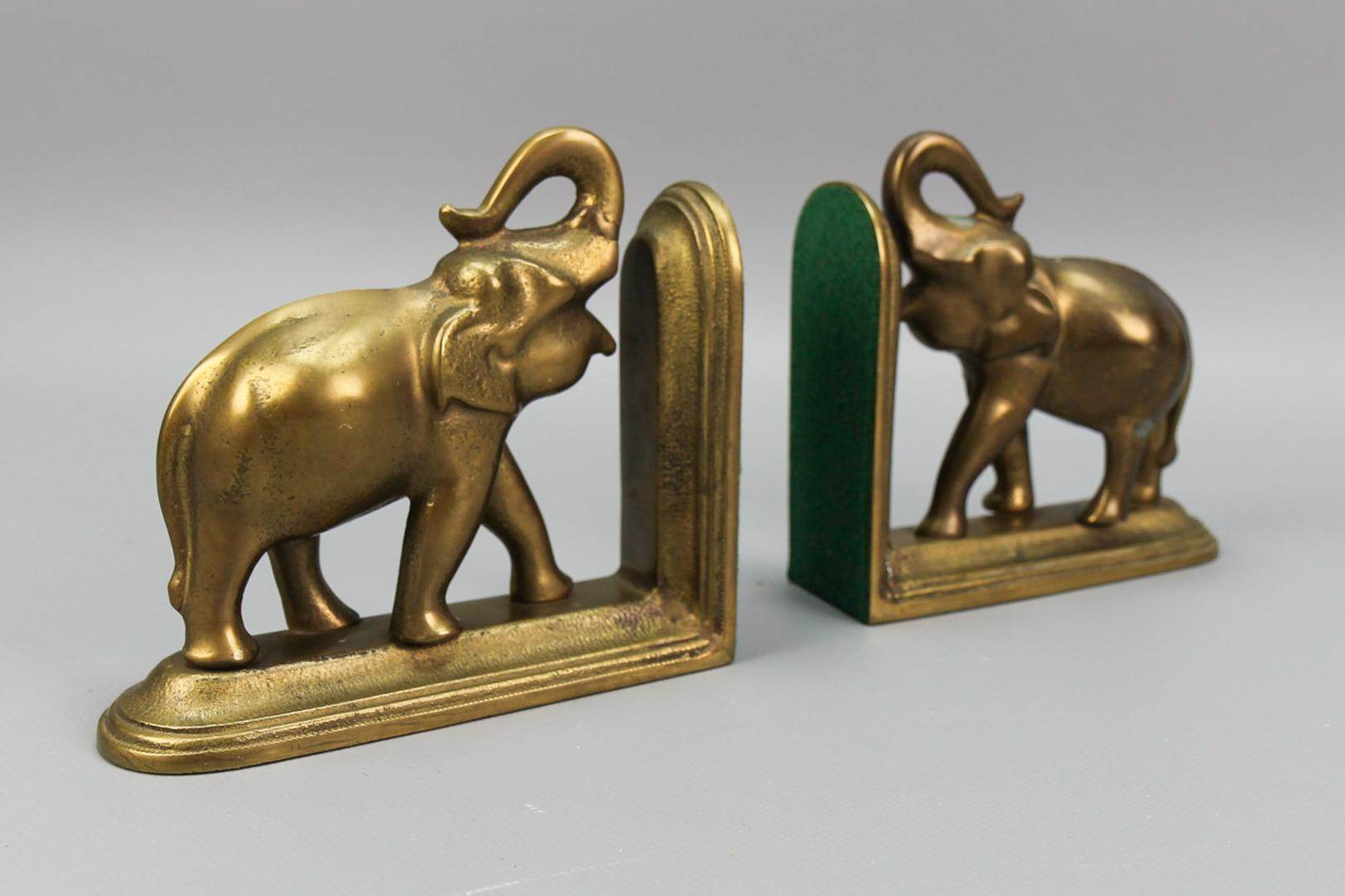 Vintage Brass Bookends Elephants, 1970s For Sale 2
