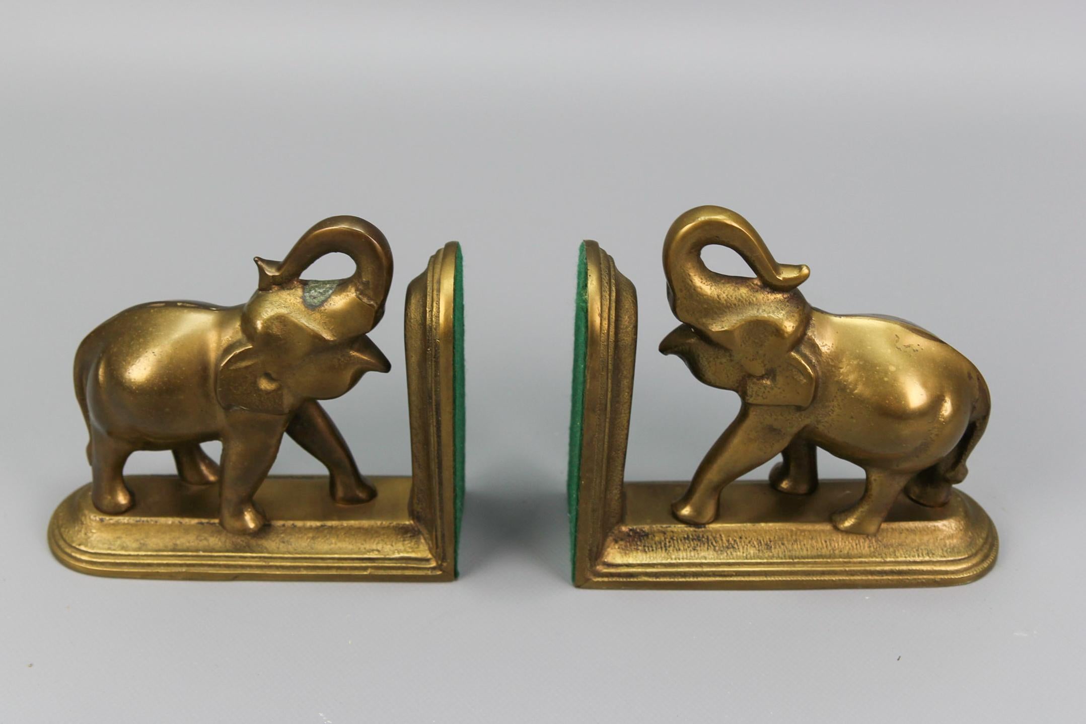 Vintage Brass Bookends Elephants, 1970s For Sale 3
