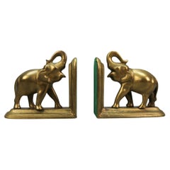 Vintage Brass Bookends Elephants, 1970s