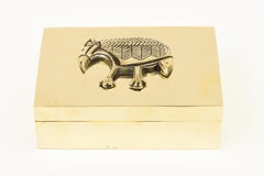 Vintage Brass Box With Armadillo Raised Emblem Restored, 1950's