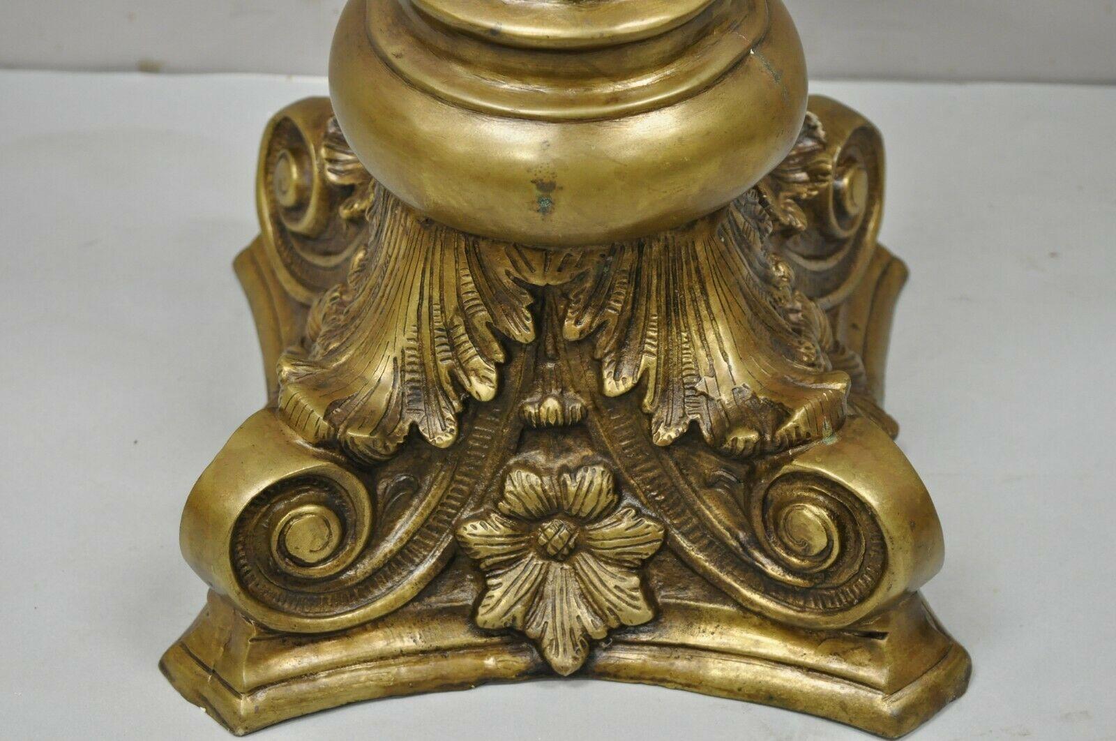 20th Century Vintage Brass Bronze Fluted Corinthian Column Classical Pedestal Plant Stand For Sale