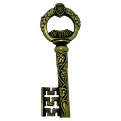 Vintage Brass Bronze Key Corkscrew and Bottle Opener Metal Breweriana Barware