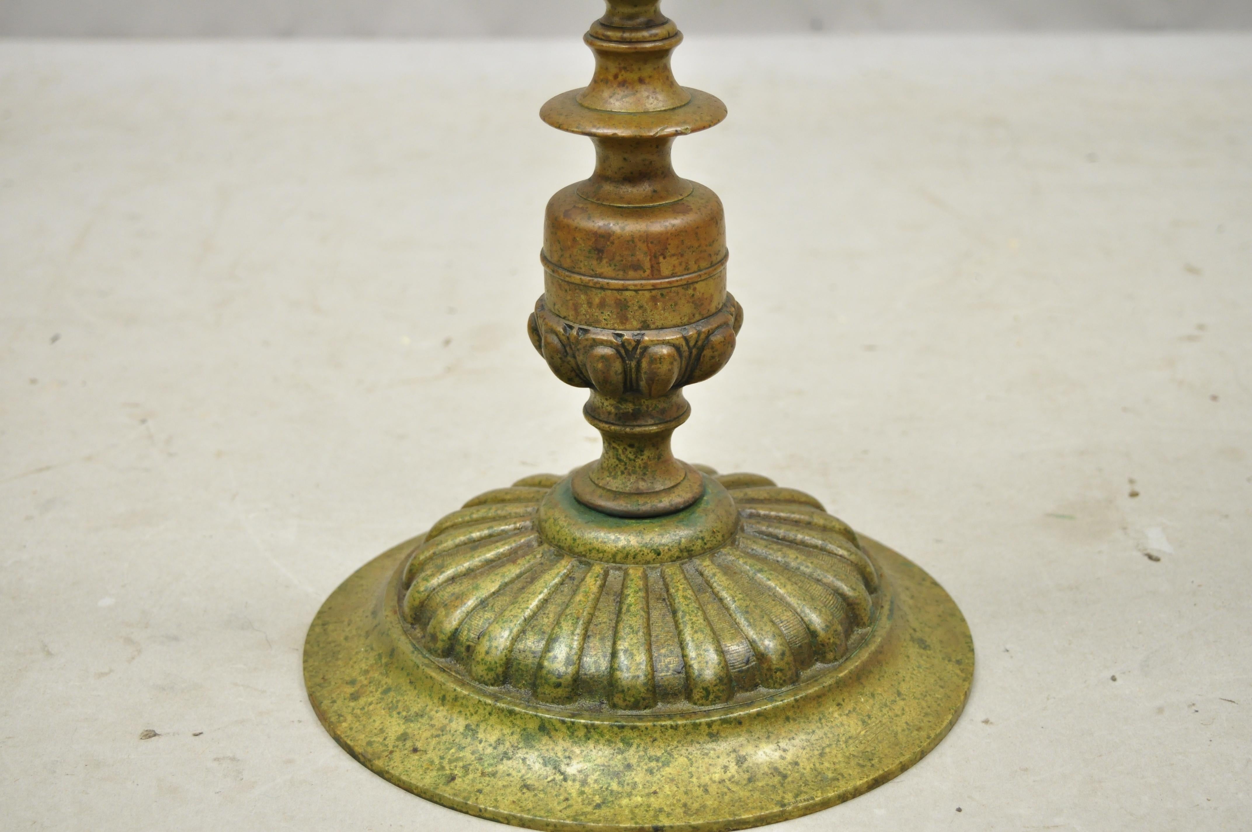 Vintage Brass Bronze Medieval Knight Figural Smoking Stand Ashtray Spiral Column 1