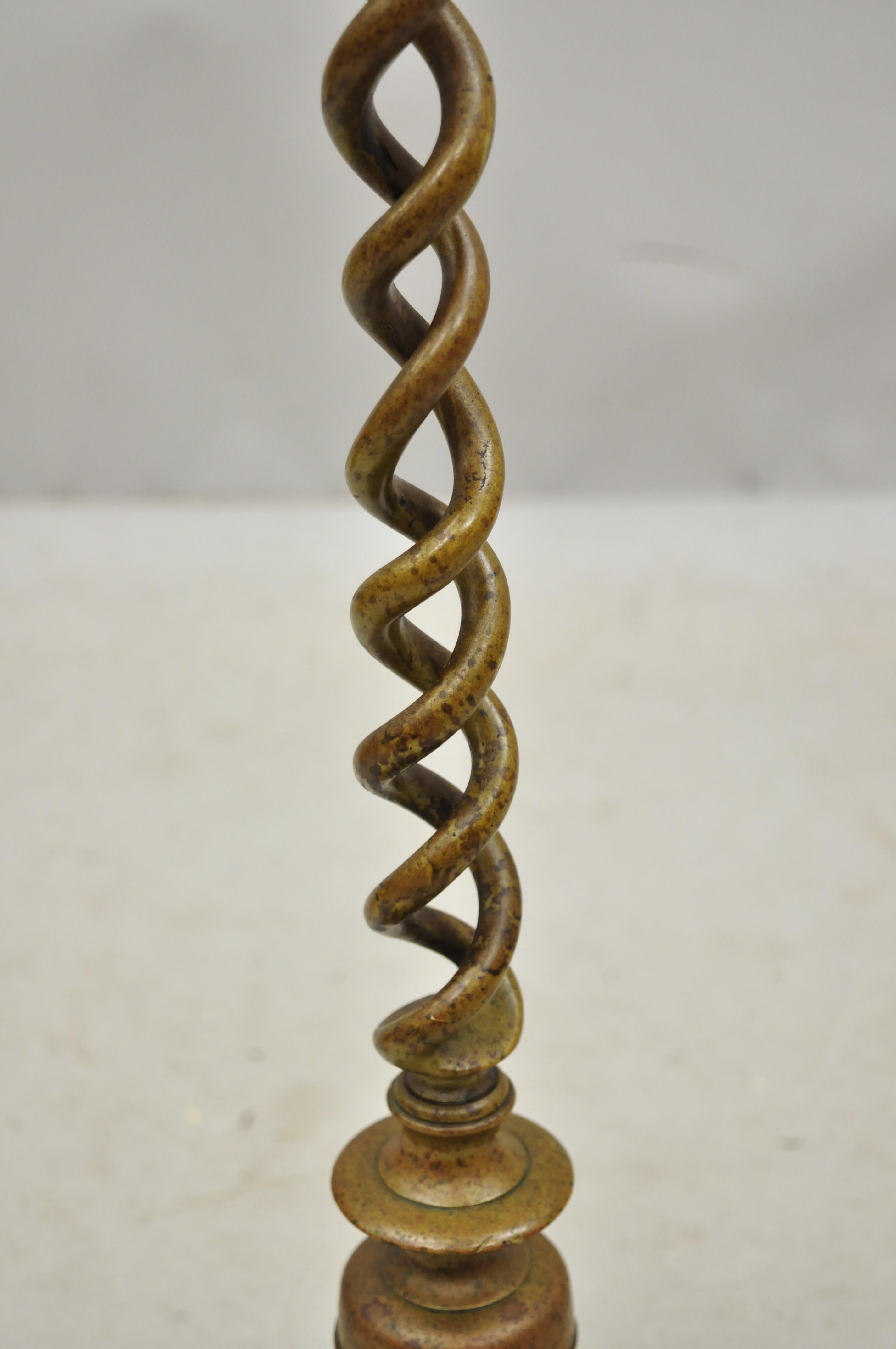 Vintage Brass Bronze Medieval Knight Figural Smoking Stand Ashtray Spiral Column 2