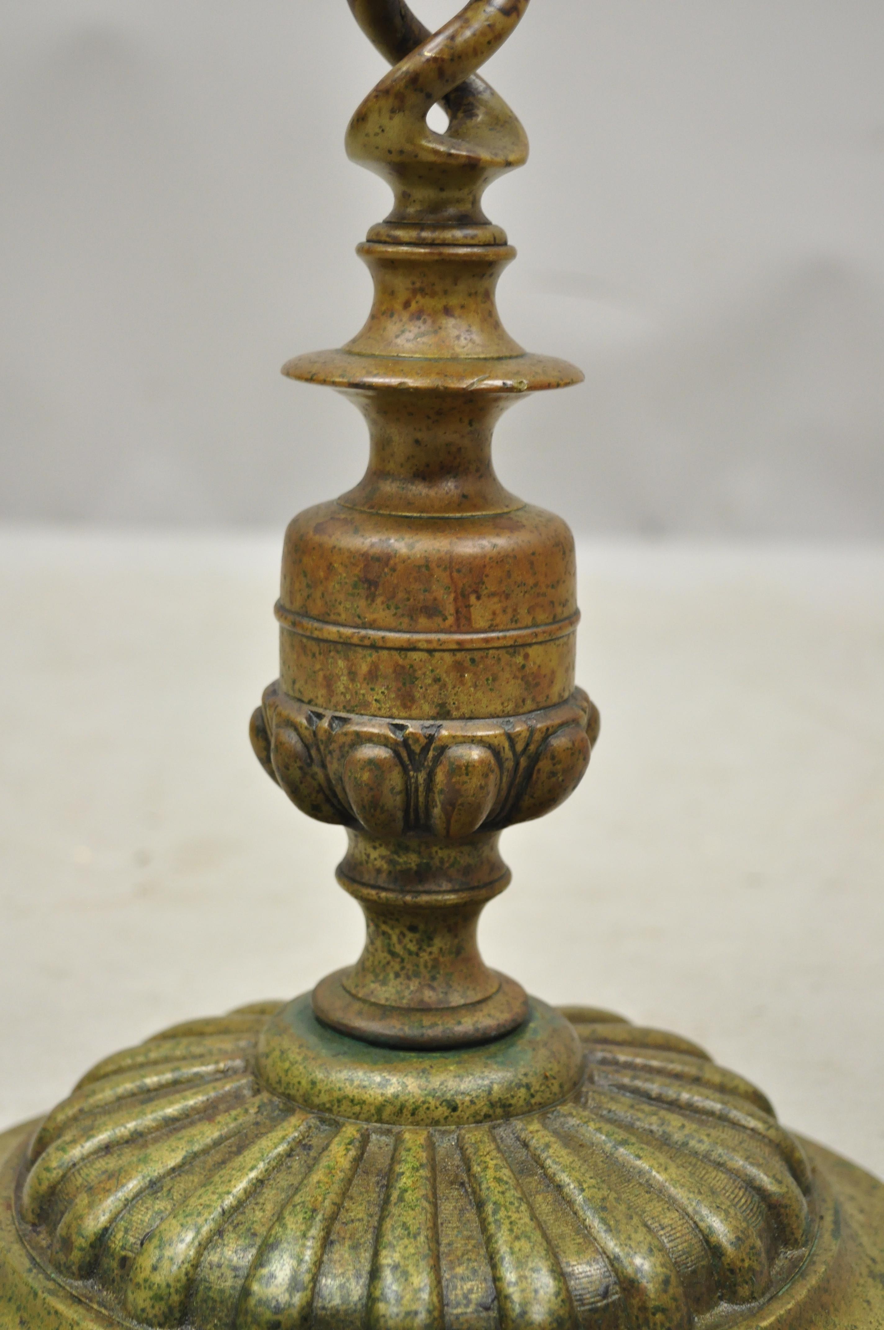 Vintage Brass Bronze Medieval Knight Figural Smoking Stand Ashtray Spiral Column 3