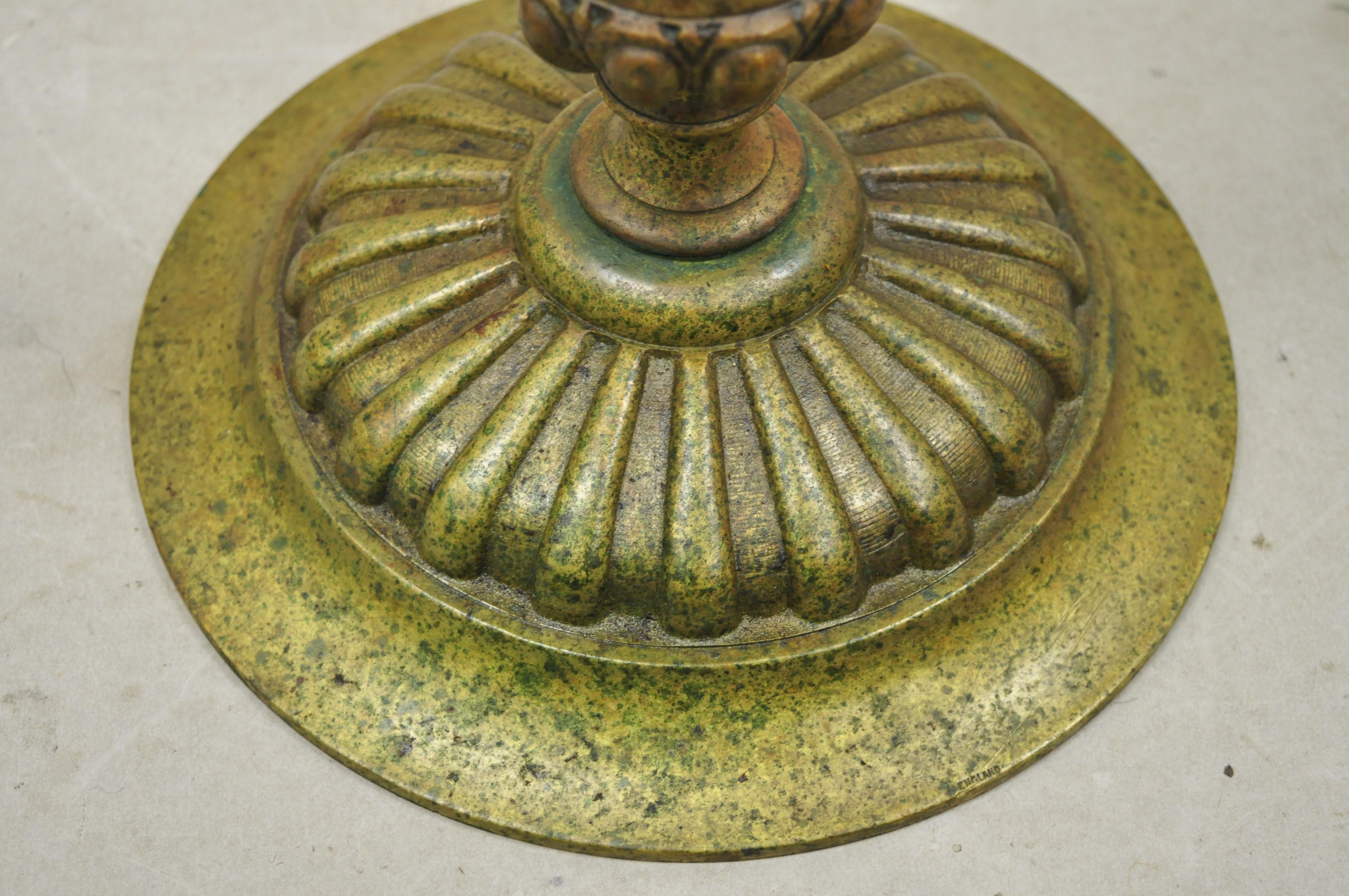 20th Century Vintage Brass Bronze Medieval Knight Figural Smoking Stand Ashtray Spiral Column
