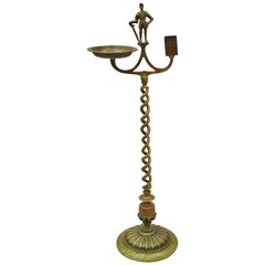 Vintage Brass Bronze Medieval Knight Figural Smoking Stand Ashtray Spiral Column