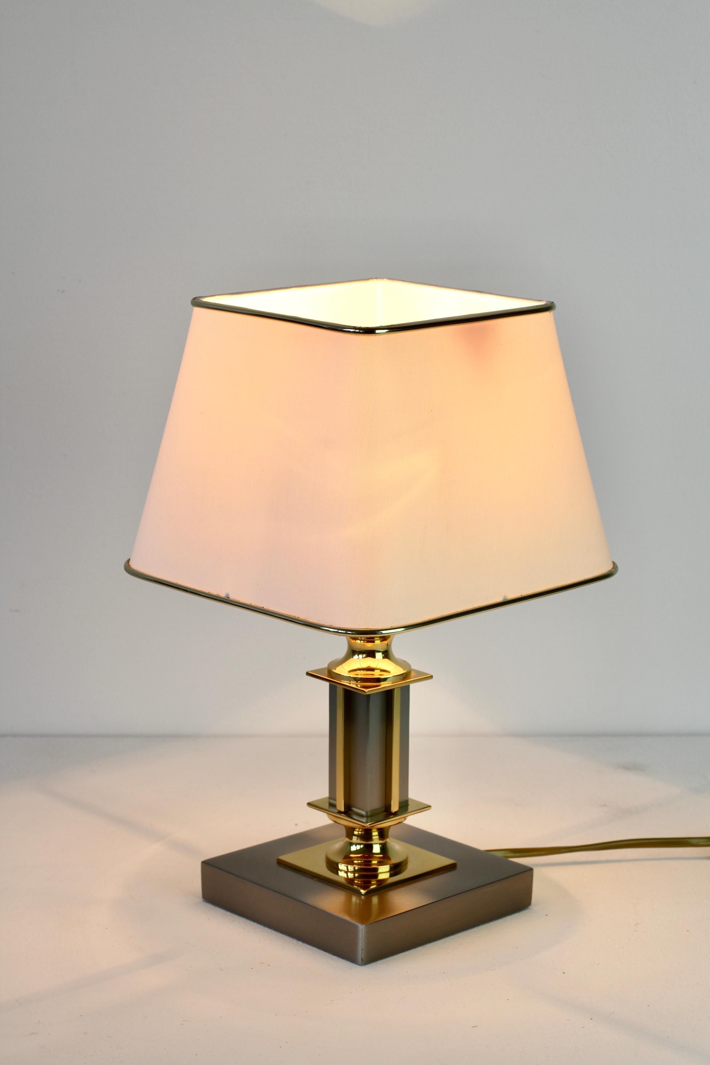 Vintage Brass & Brushed Steel Maison Jansen Style Table Desk Lamp, circa 1980s For Sale 6