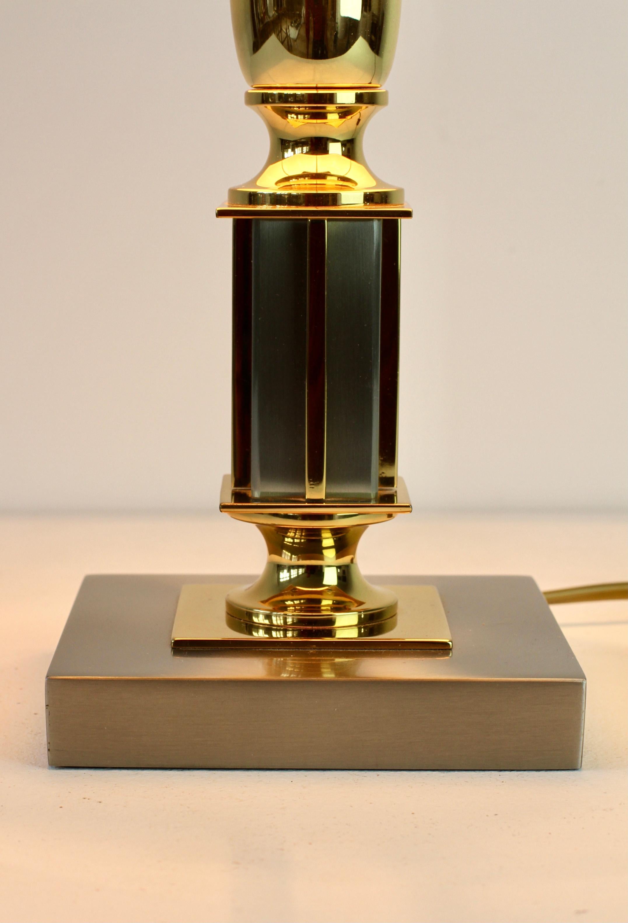 Vintage Brass & Brushed Steel Maison Jansen Style Table Desk Lamp, circa 1980s For Sale 8