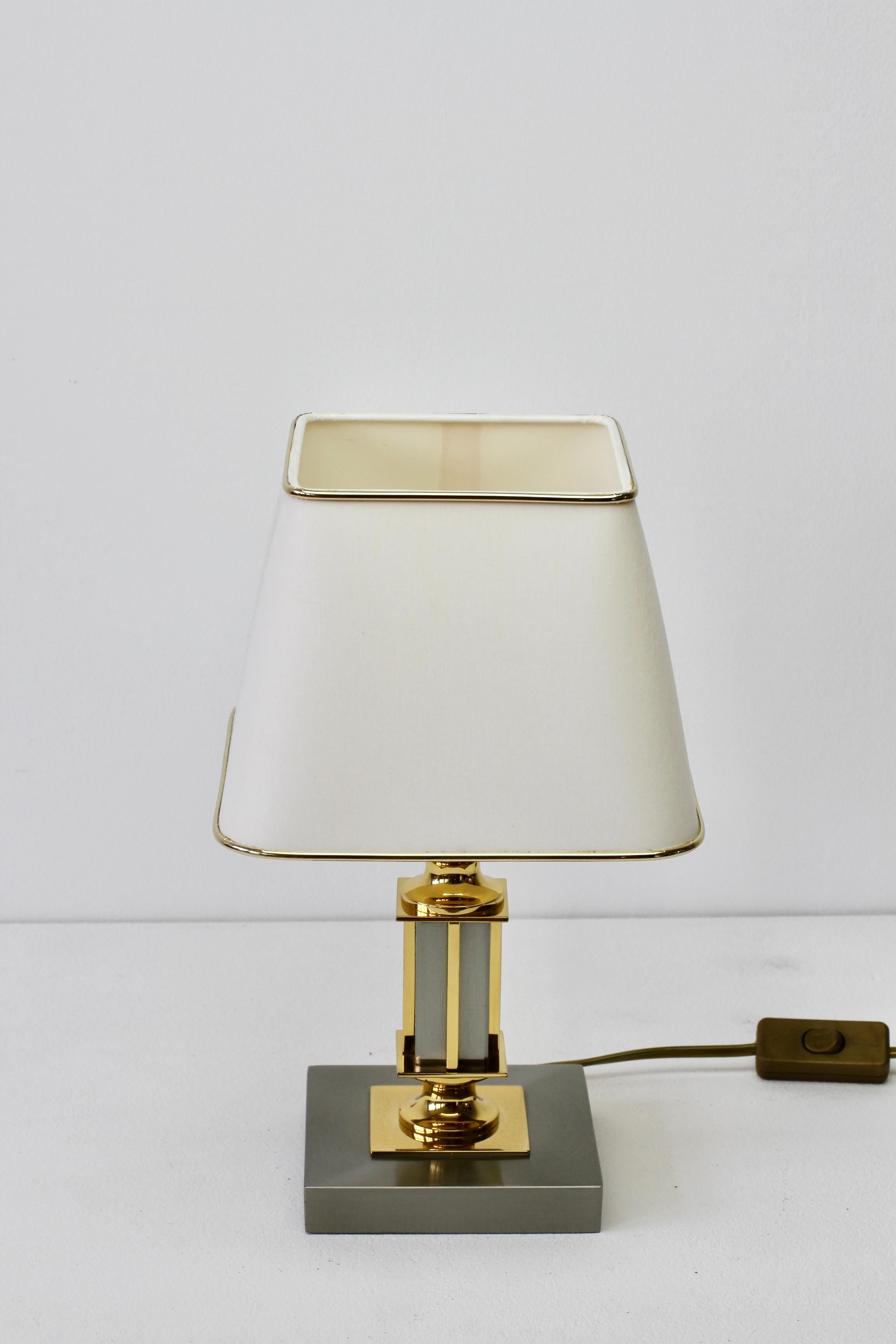 Vintage Brass & Brushed Steel Maison Jansen Style Table Desk Lamp, circa 1980s For Sale 1