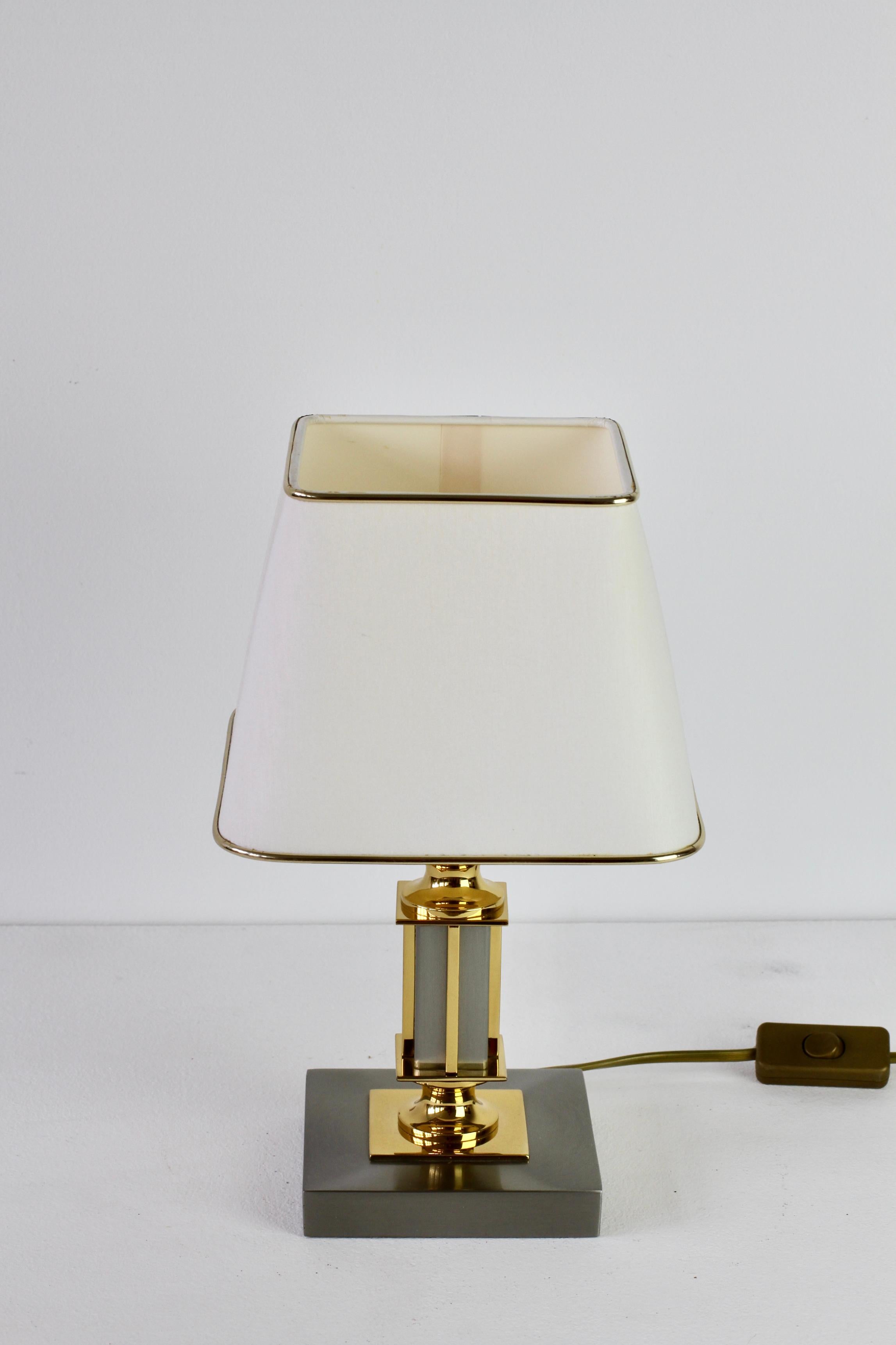 Vintage Brass & Brushed Steel Maison Jansen Style Table Desk Lamp, circa 1980s For Sale 2
