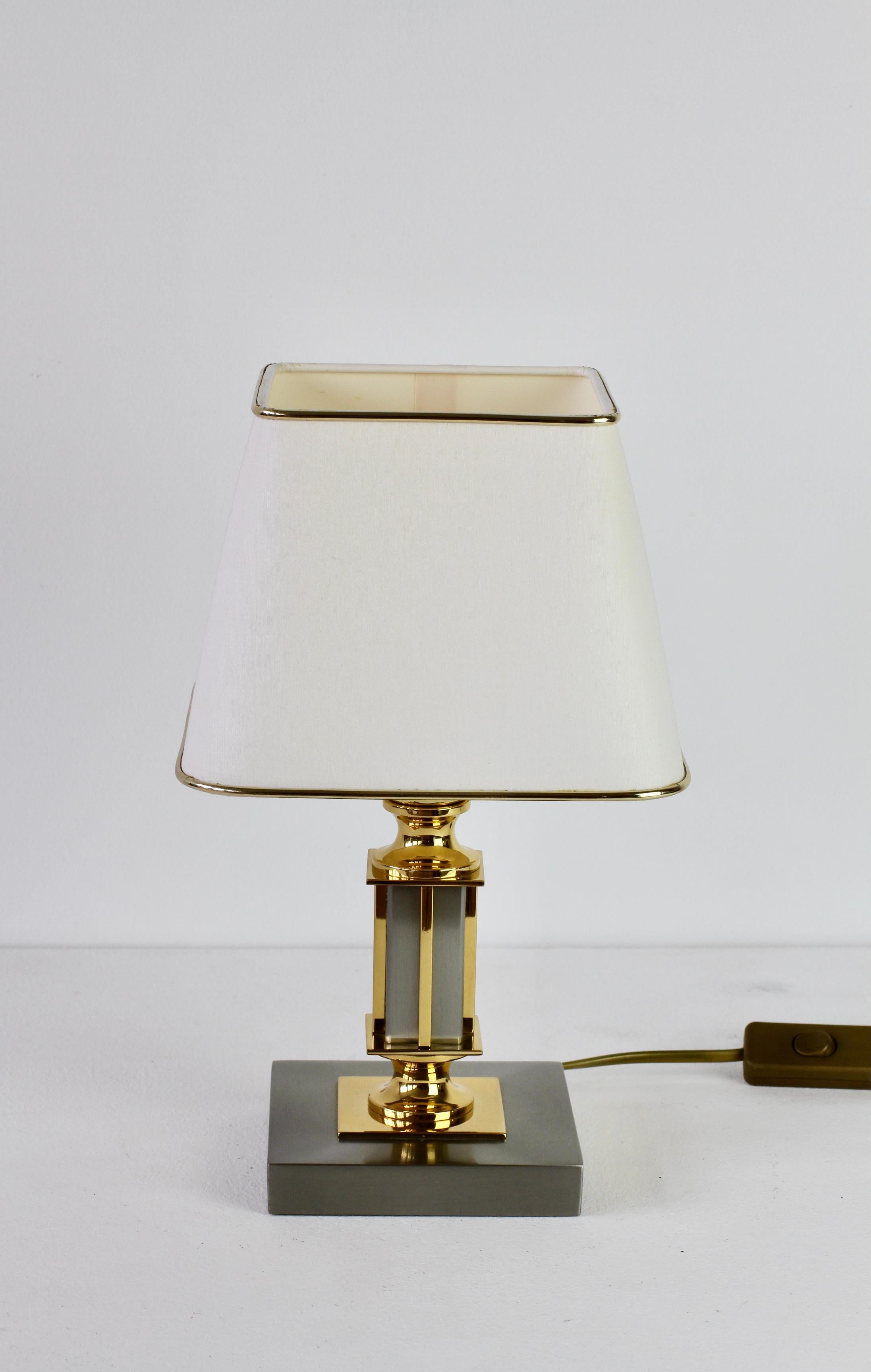Vintage Brass & Brushed Steel Maison Jansen Style Table Desk Lamp, circa 1980s For Sale 3
