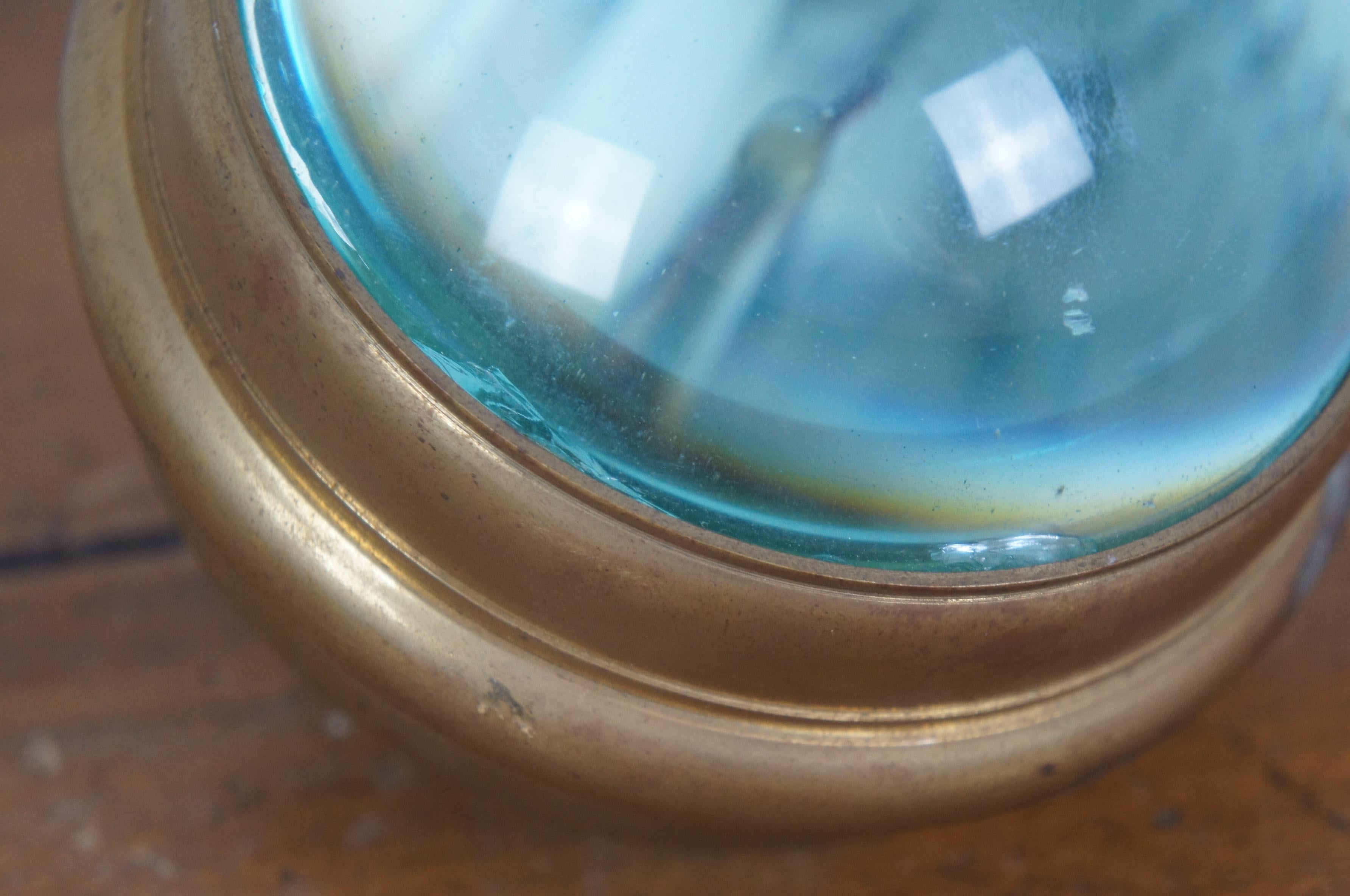 Vintage Brass & Bubble Glass Nautical Marine Desk Clock 6.5
