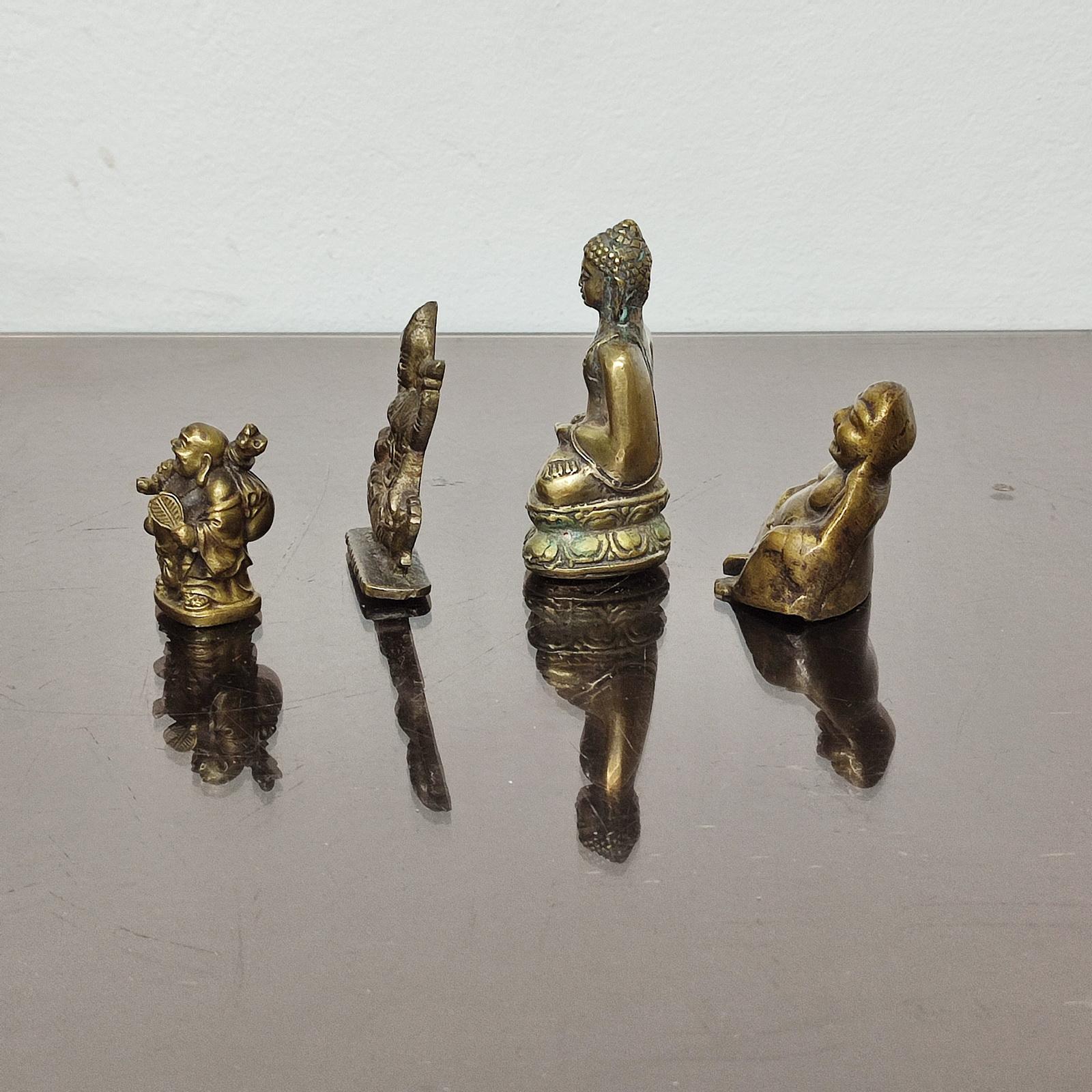 Vintage Brass Buddha Miniature Sculpture Set of Four For Sale 1