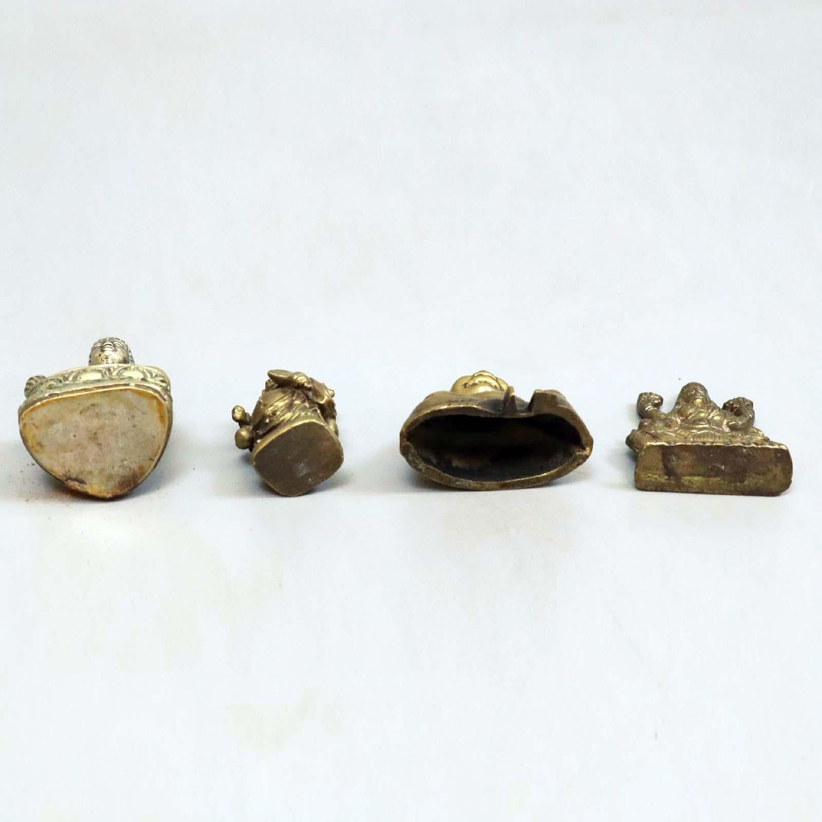 Vintage Brass Buddha Miniature Sculpture Set of Four For Sale 2