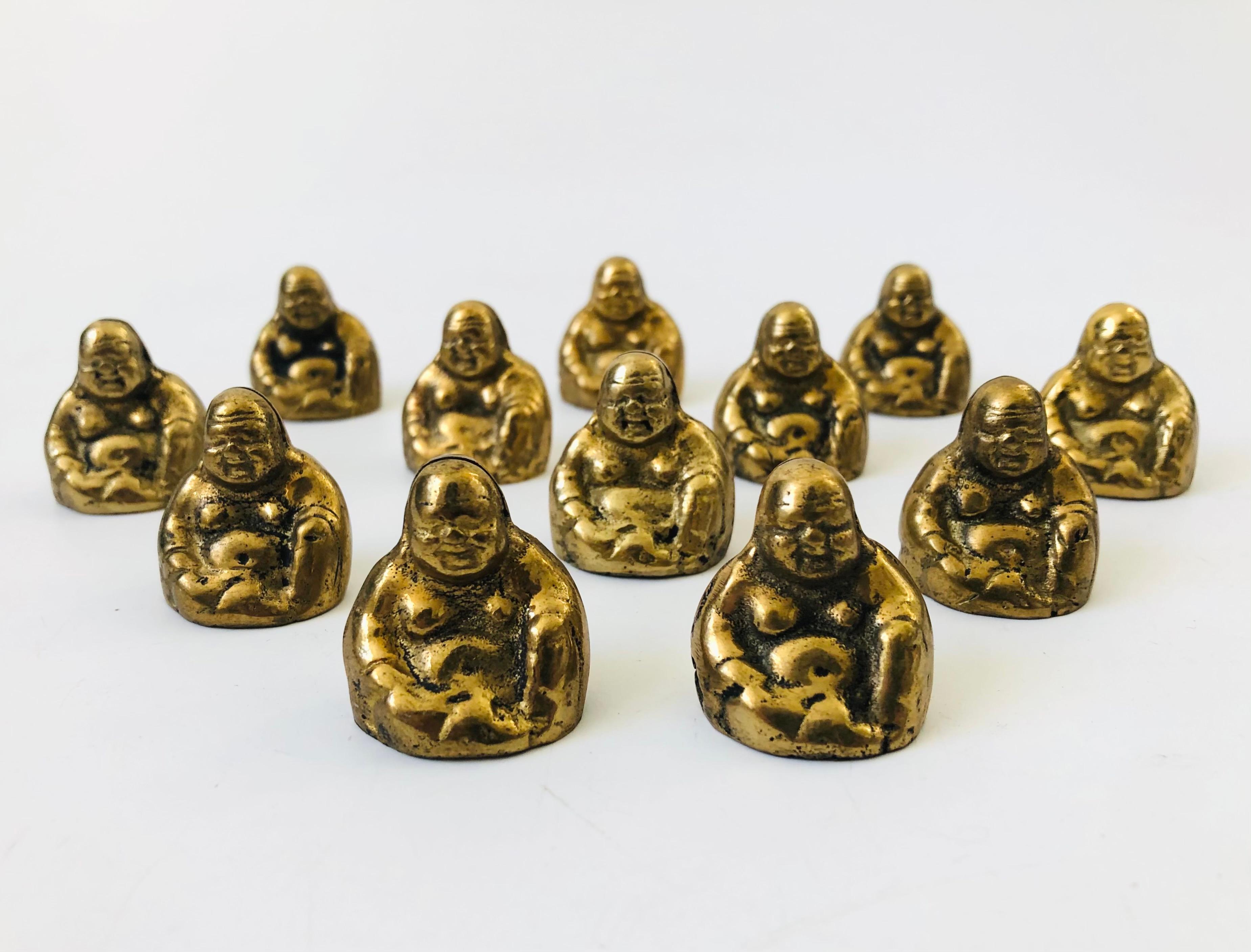 Vintage Brass Buddha Place Card Holders, Set of 12 In Good Condition In Vallejo, CA