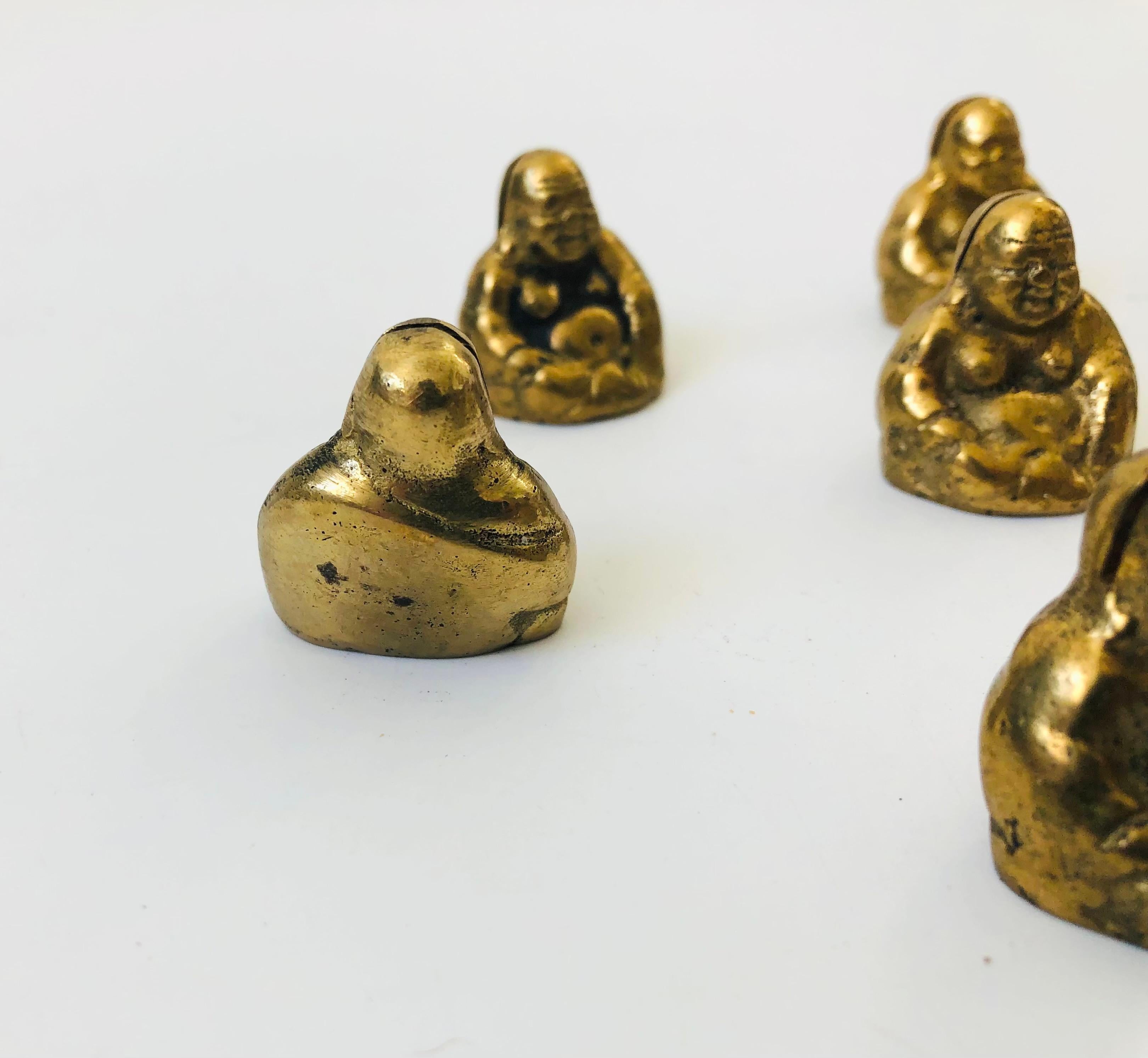 Vintage Brass Buddha Place Card Holders, Set of 12 2