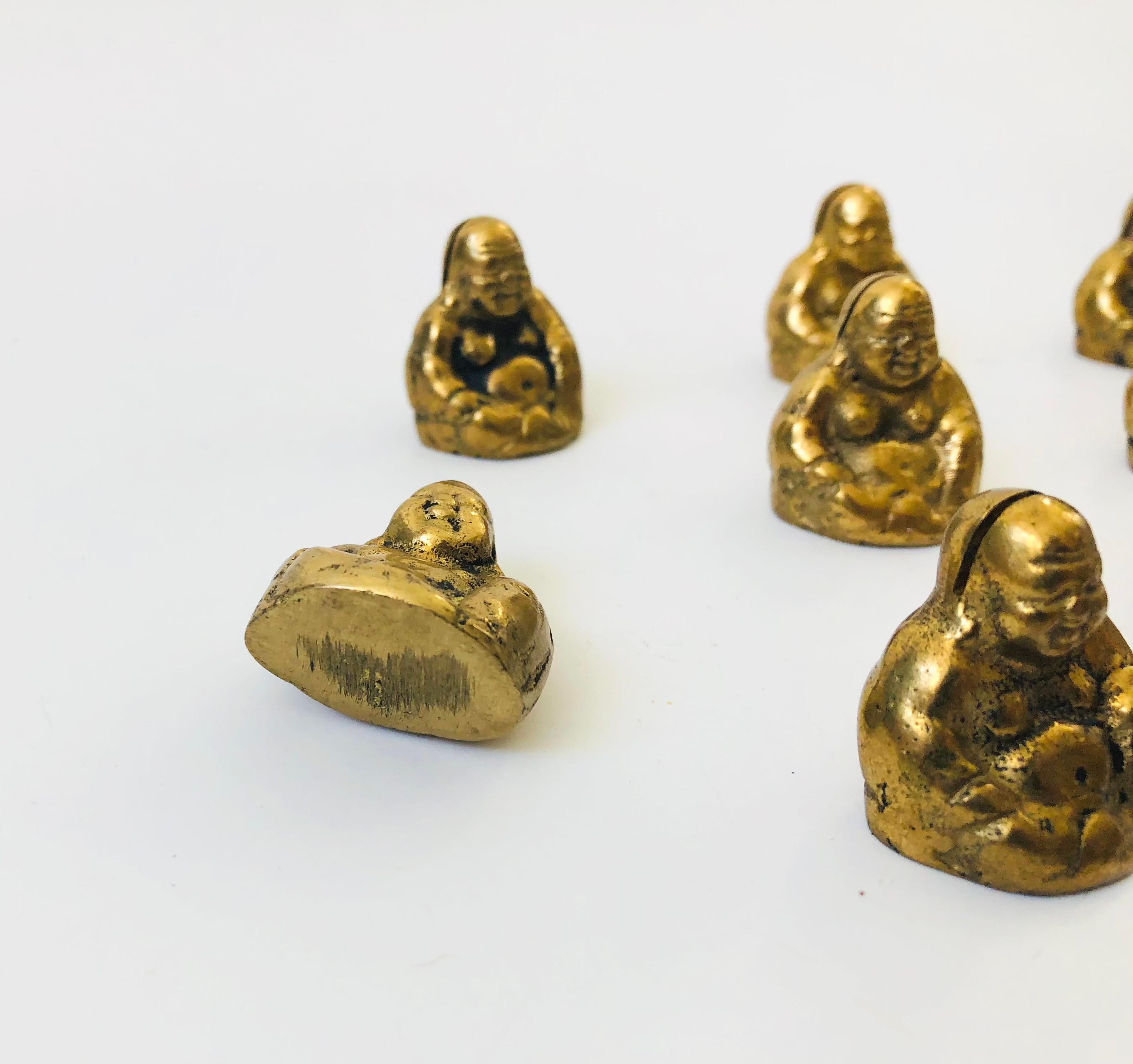 Vintage Brass Buddha Place Card Holders, Set of 12 3