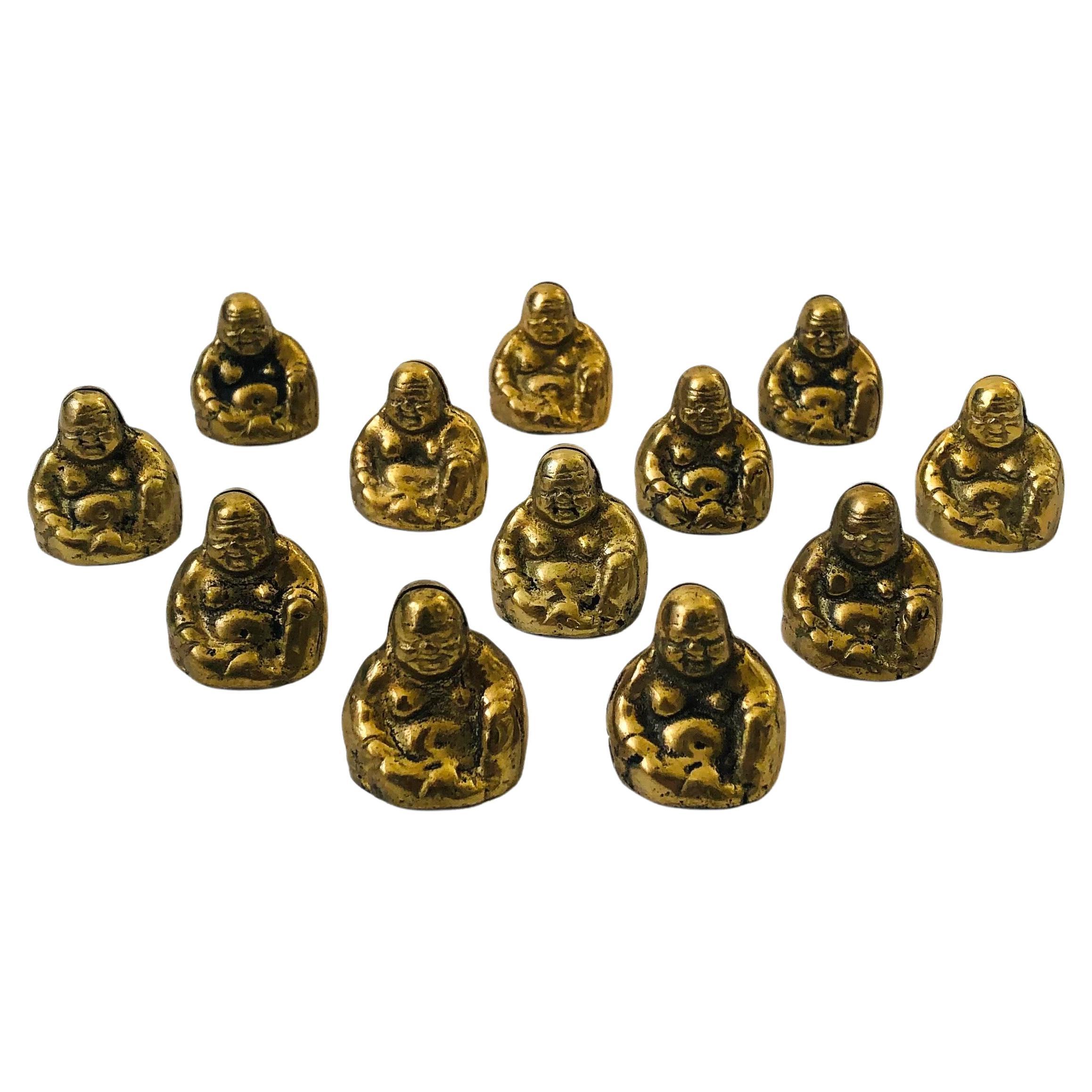Vintage Brass Buddha Place Card Holders, Set of 12