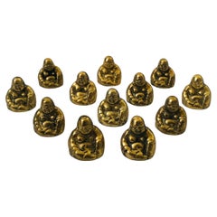 Retro Brass Buddha Place Card Holders, Set of 12