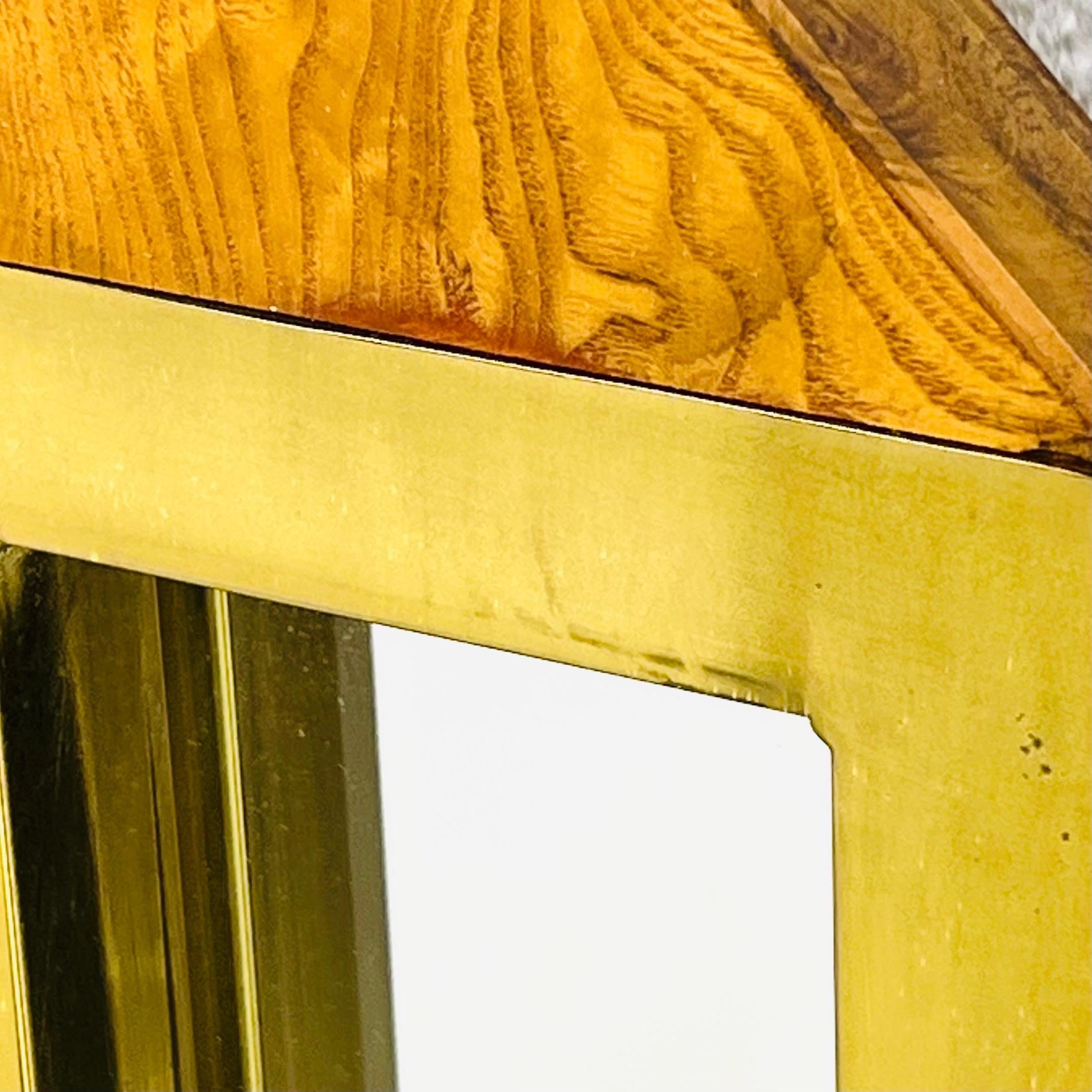 Architectural Brass & Burlwood Architektur-Spiegel im Angebot 4