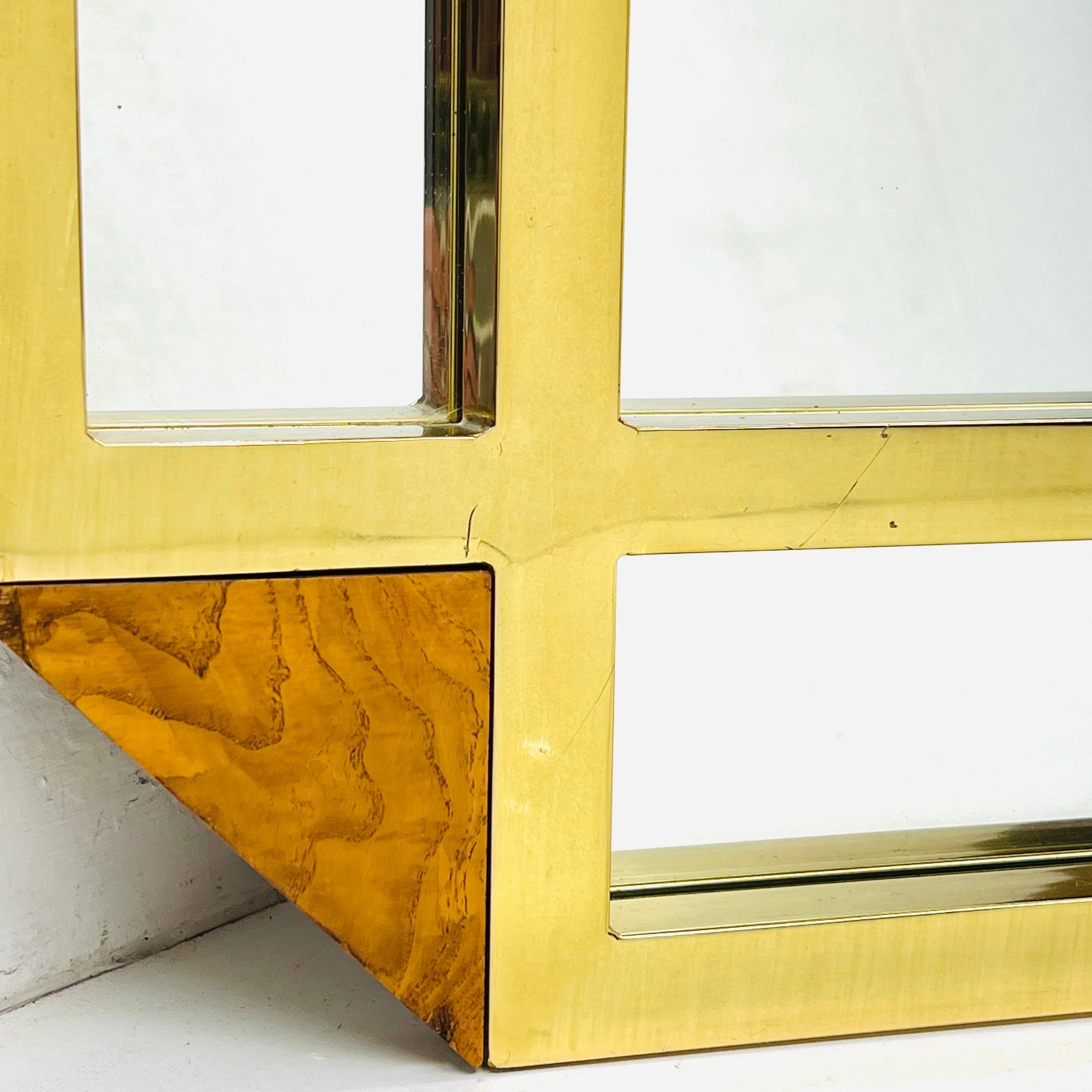 Architectural Brass & Burlwood Architektur-Spiegel im Angebot 6