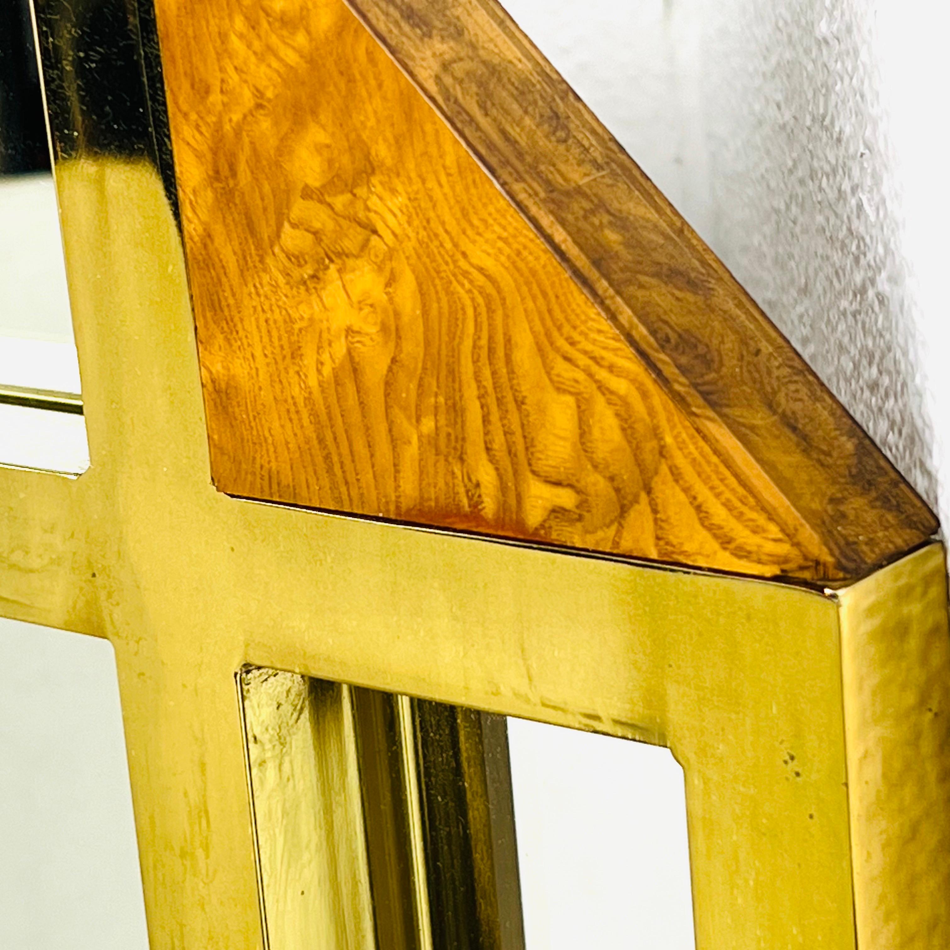 Architectural Brass & Burlwood Architektur-Spiegel im Angebot 12