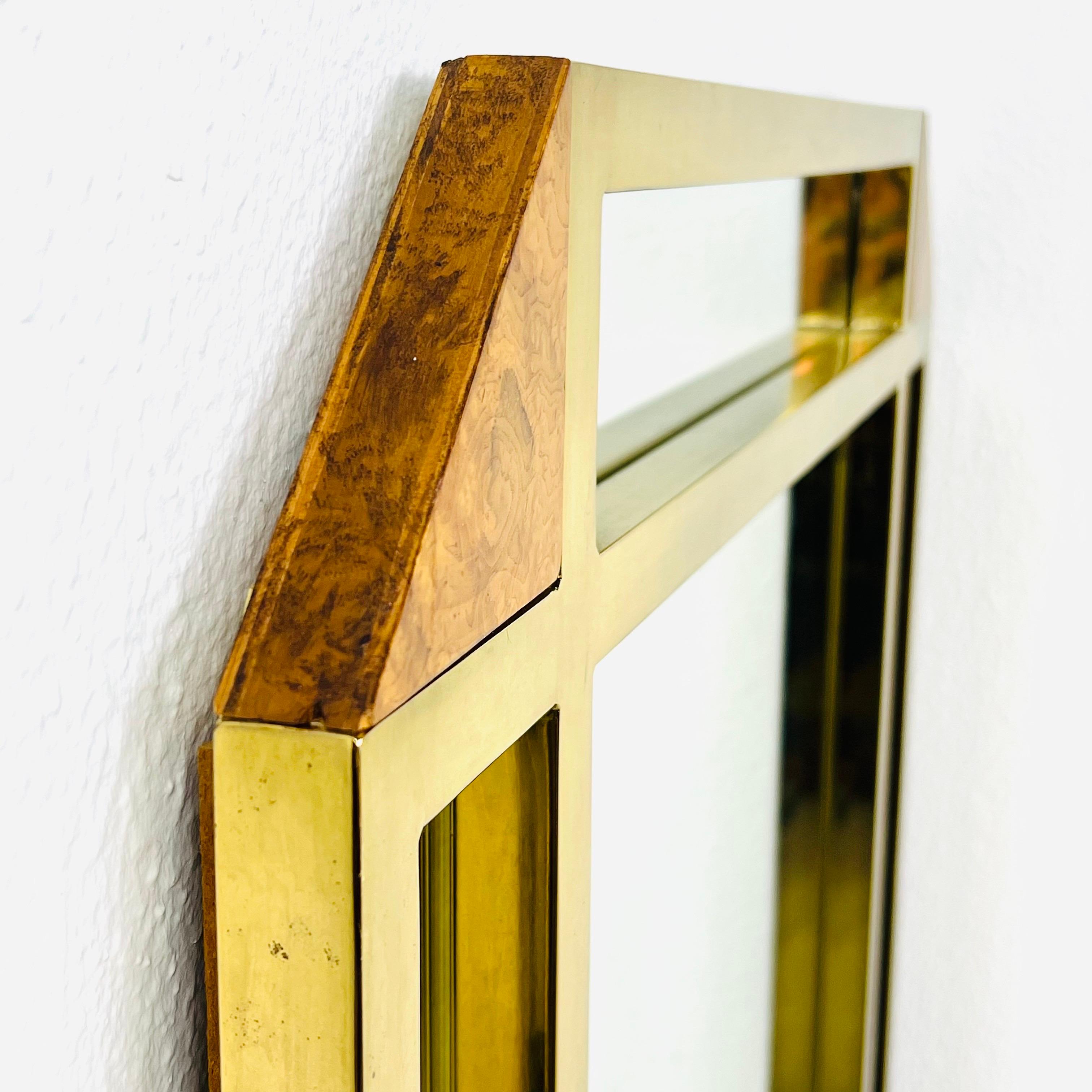 Architectural Brass & Burlwood Architektur-Spiegel im Angebot 13