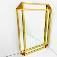 Vintage Brass & Burlwood Architectural Mirror