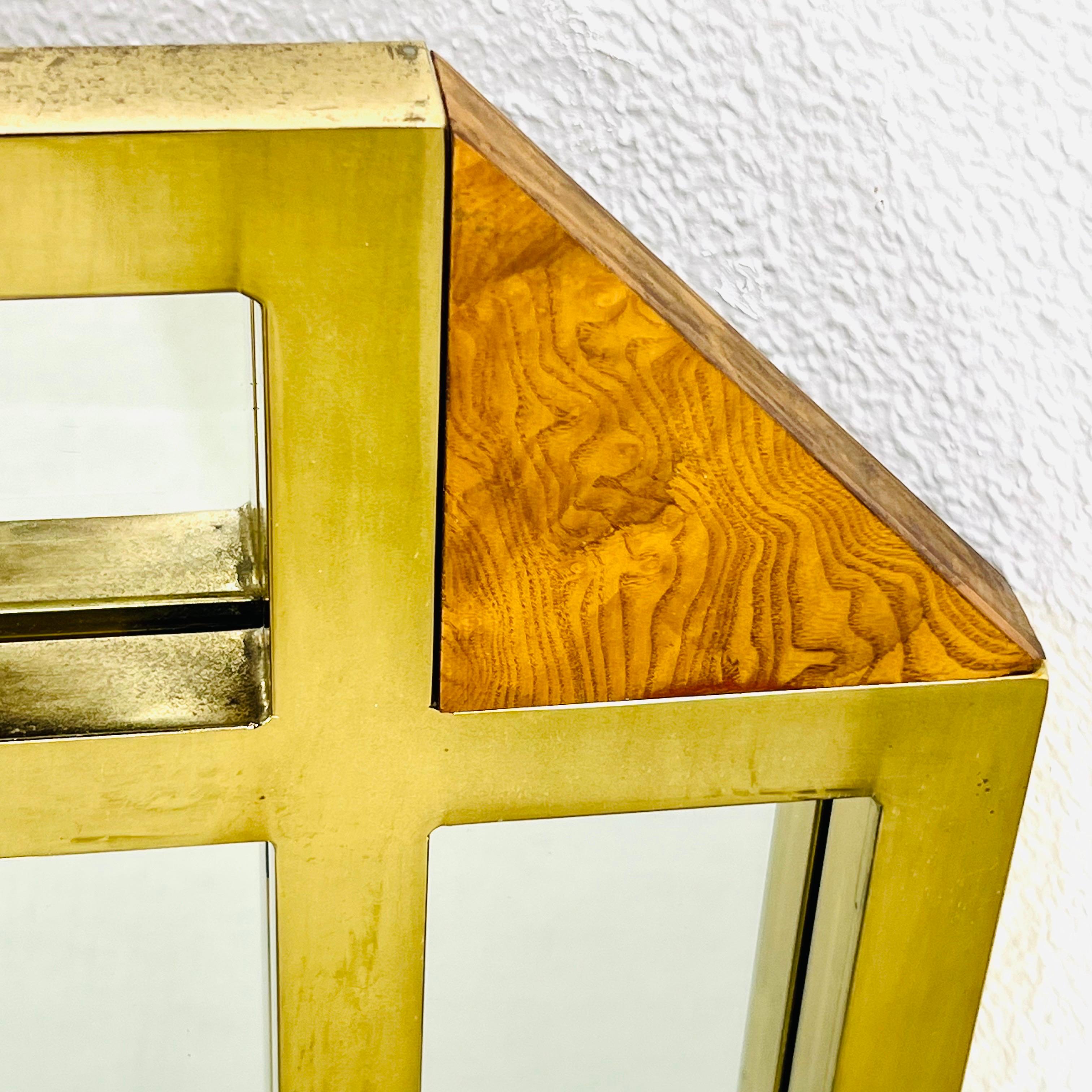 Architectural Brass & Burlwood Architektur-Spiegel im Angebot 15