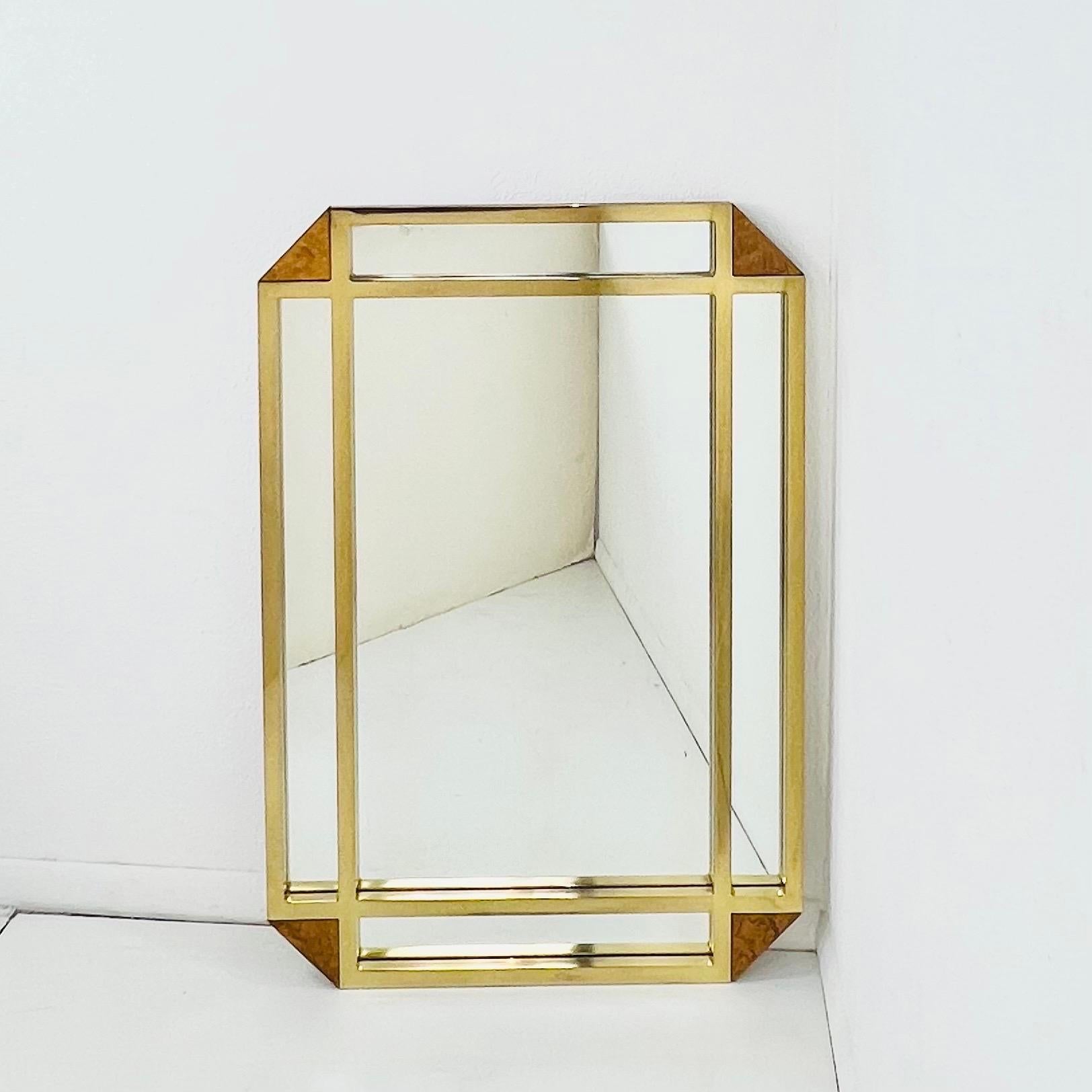 Architectural Brass & Burlwood Architektur-Spiegel im Zustand „Gut“ im Angebot in Dallas, TX