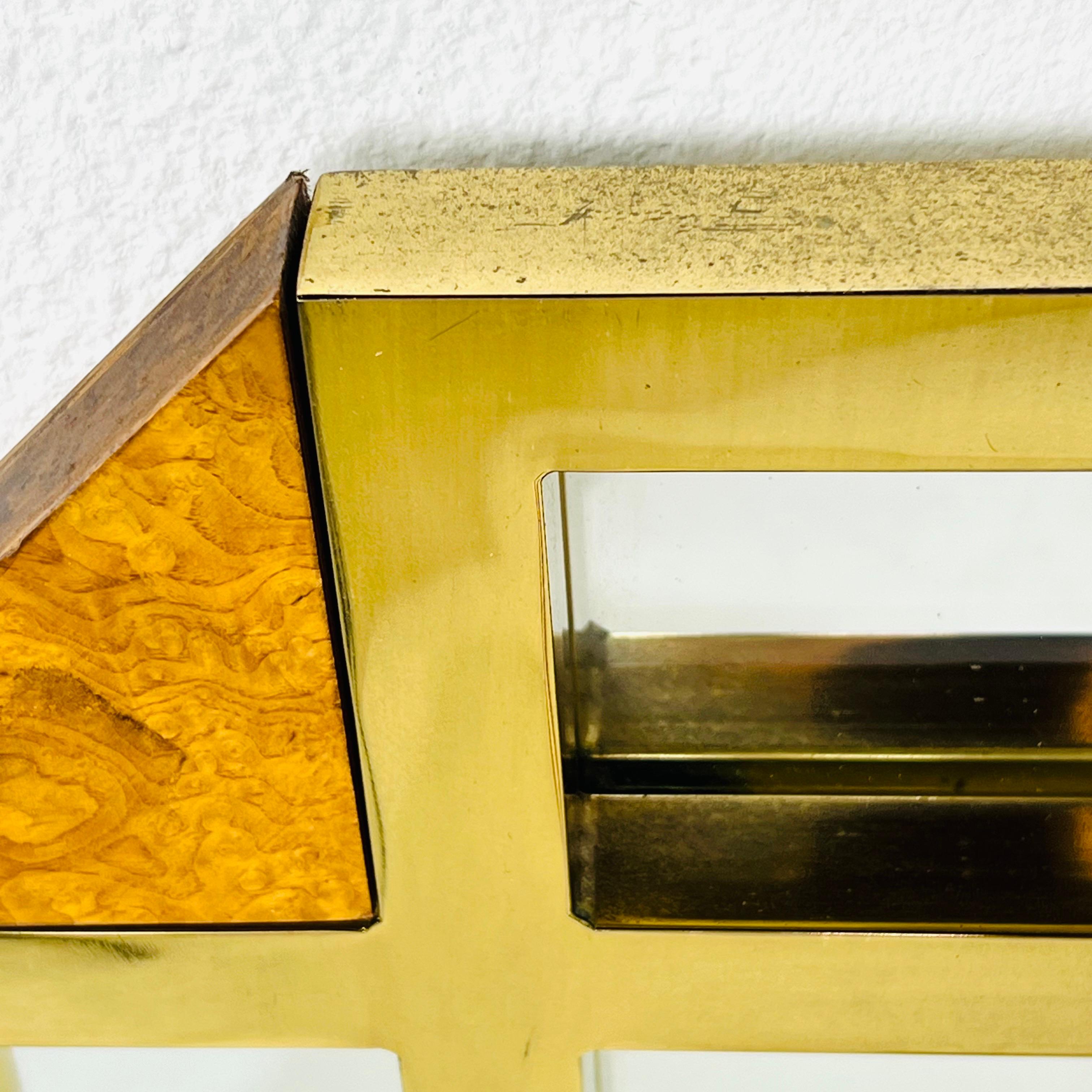 Architectural Brass & Burlwood Architektur-Spiegel (Messing) im Angebot