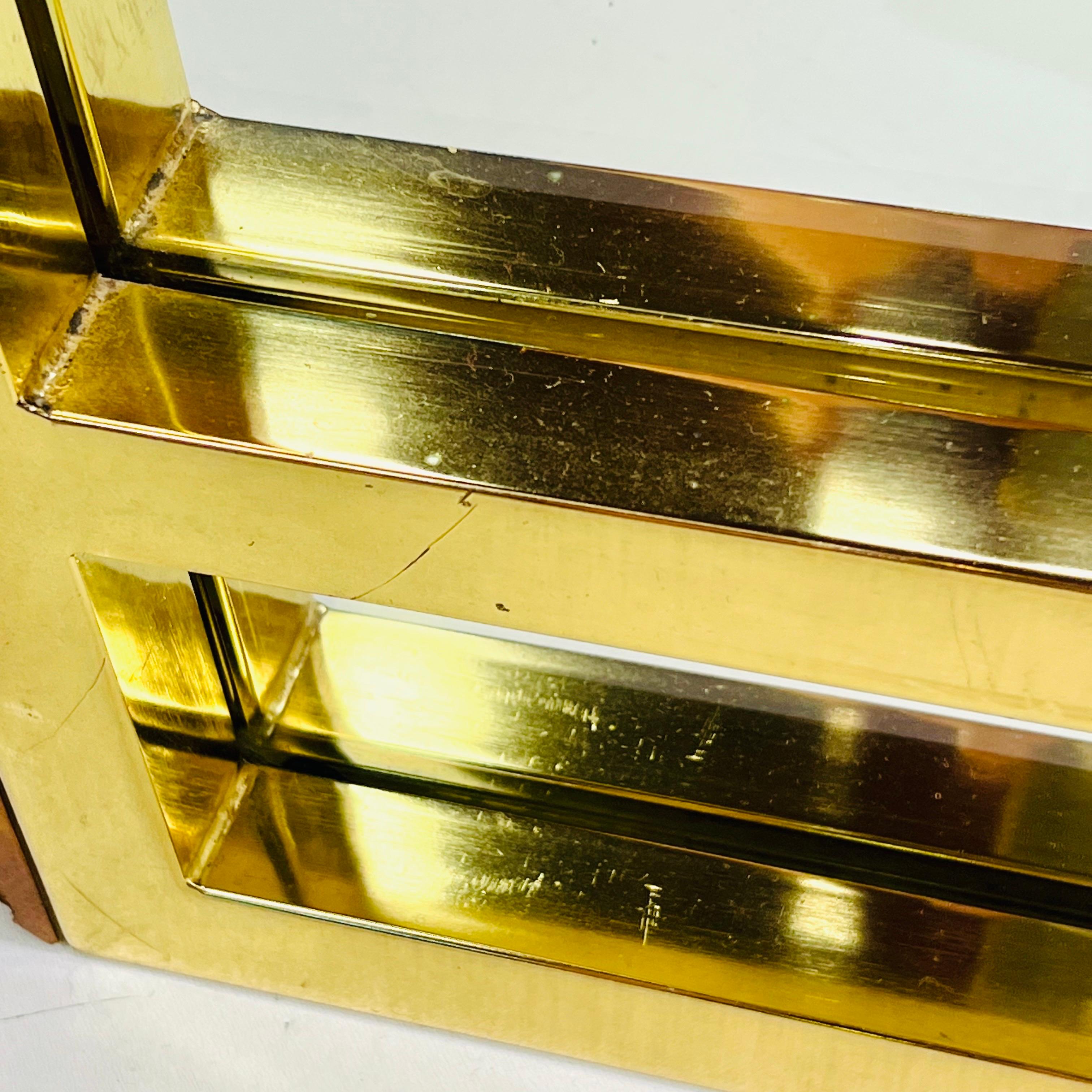 Architectural Brass & Burlwood Architektur-Spiegel im Angebot 3