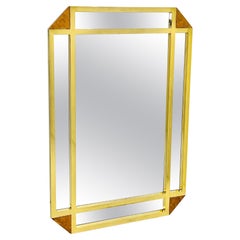 Vintage Brass & Burlwood Architectural Mirror