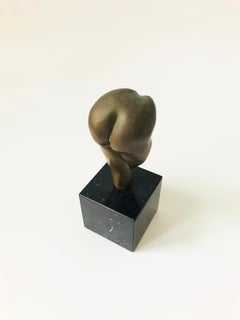 vintage Brass Butt on Stone Base Sculpture