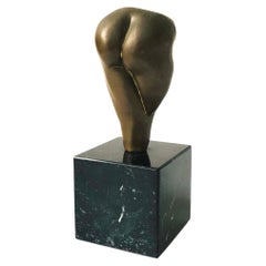 vintage Brass Butt on Stone Base Sculpture