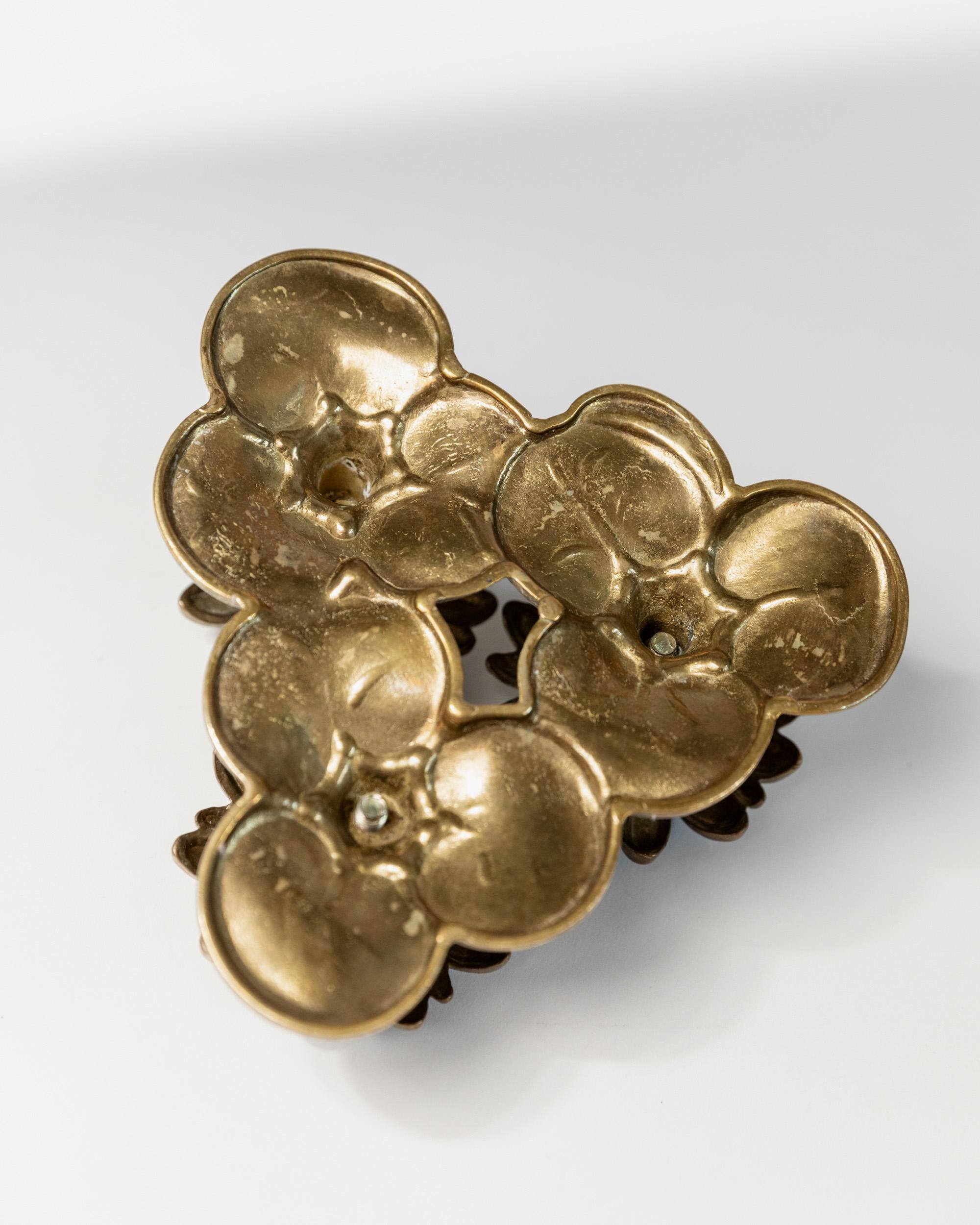 Portacandele d'epoca in ottone con 3 fiori - Design/One, Italia anni '30 in vendita 3