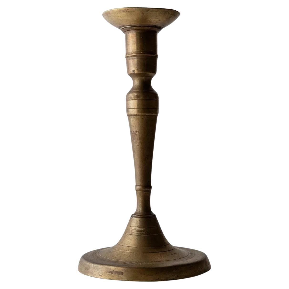 Vintage Brass Candleholder with Fine Detailed Craftsmanship, Early 19th Century