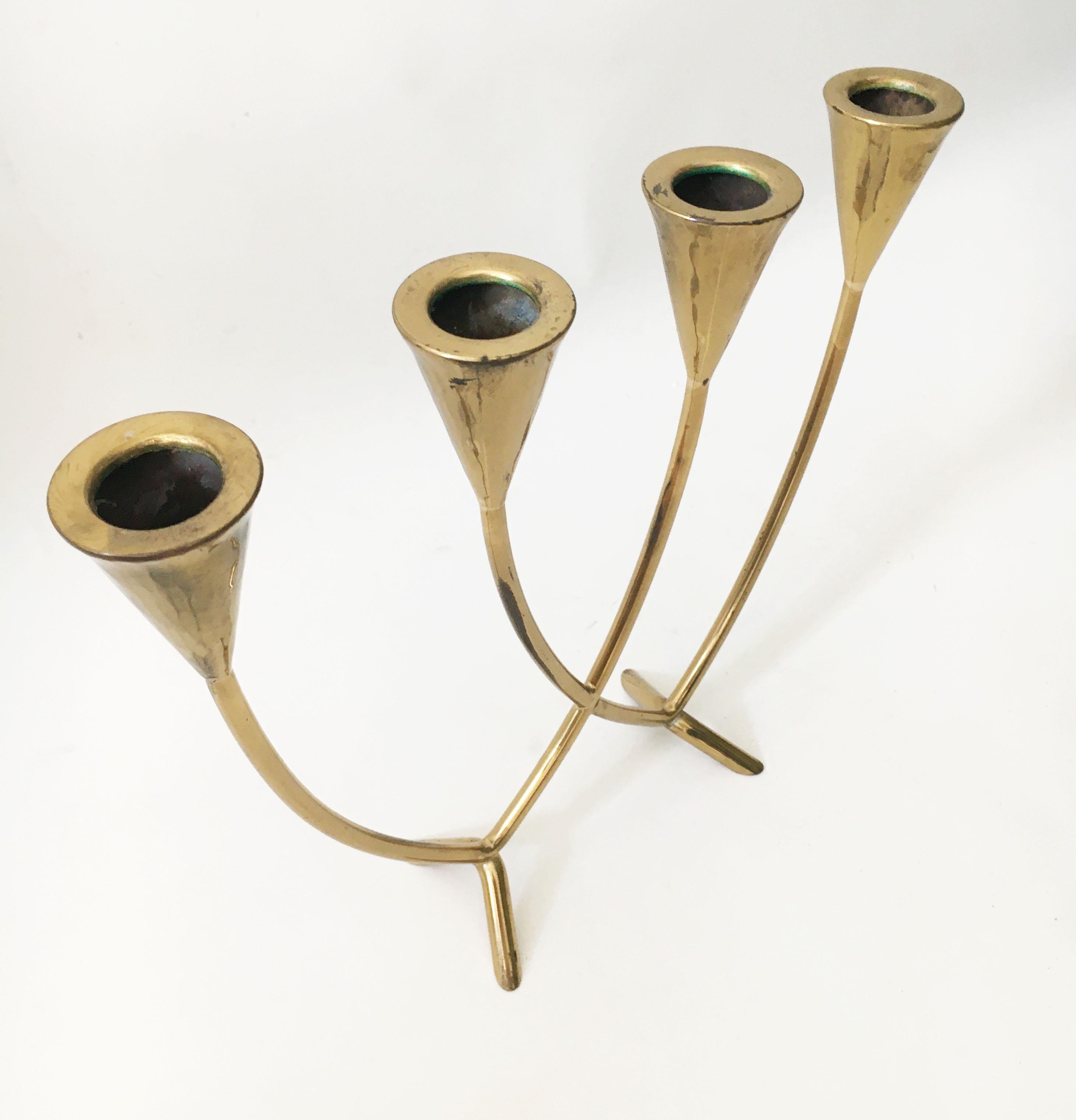 Mid-Century Modern Vintage Brass Candlestick, Austria, 1950s For Sale