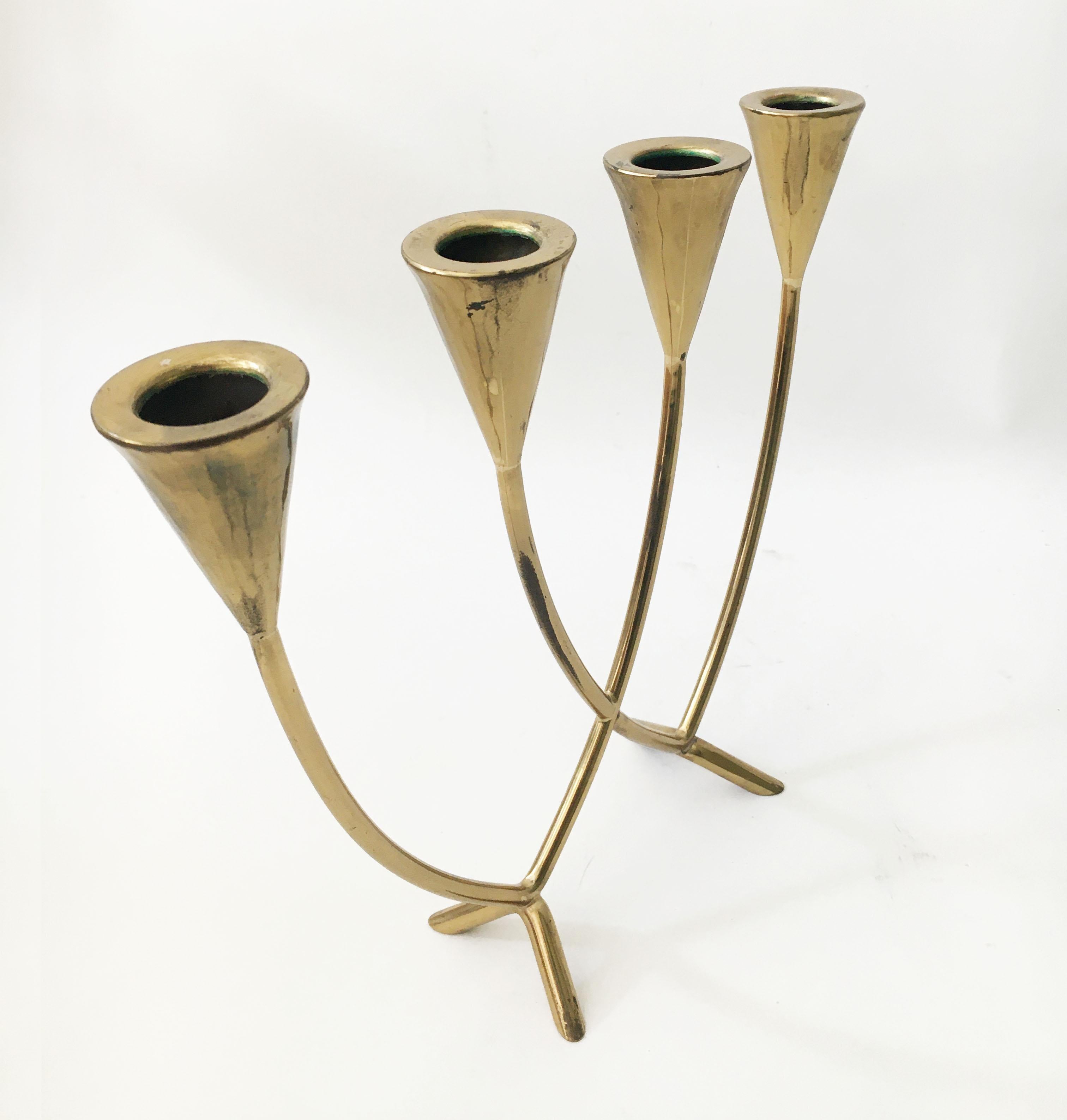 Mid-20th Century Vintage Brass Candlestick, Austria, 1950s For Sale