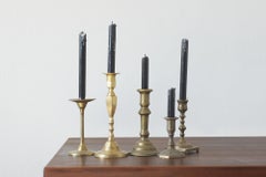 Candeleros vintage de latón, años 60, juego de 5