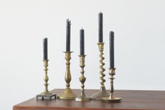 Candelabri d'ottone vintage, anni '60, set di 5