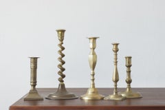 Vintage Brass Candlesticks, 1960s, Set of 5