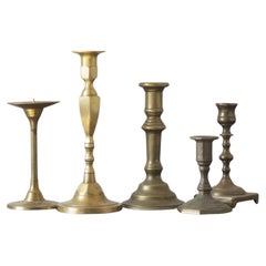 Vintage Brass Candlesticks, 1960s, Set of 5